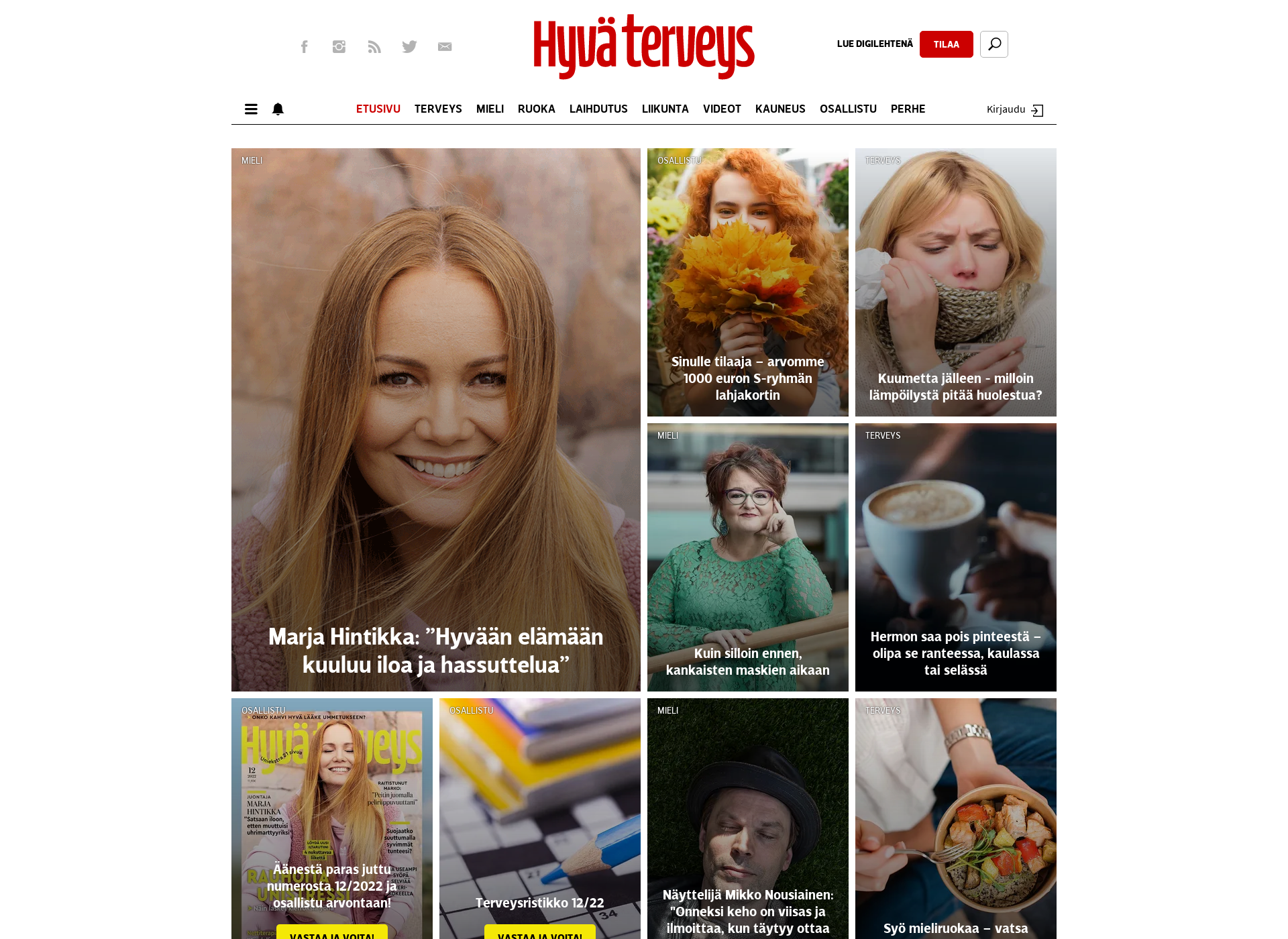Skärmdump för hyvaterveys.fi