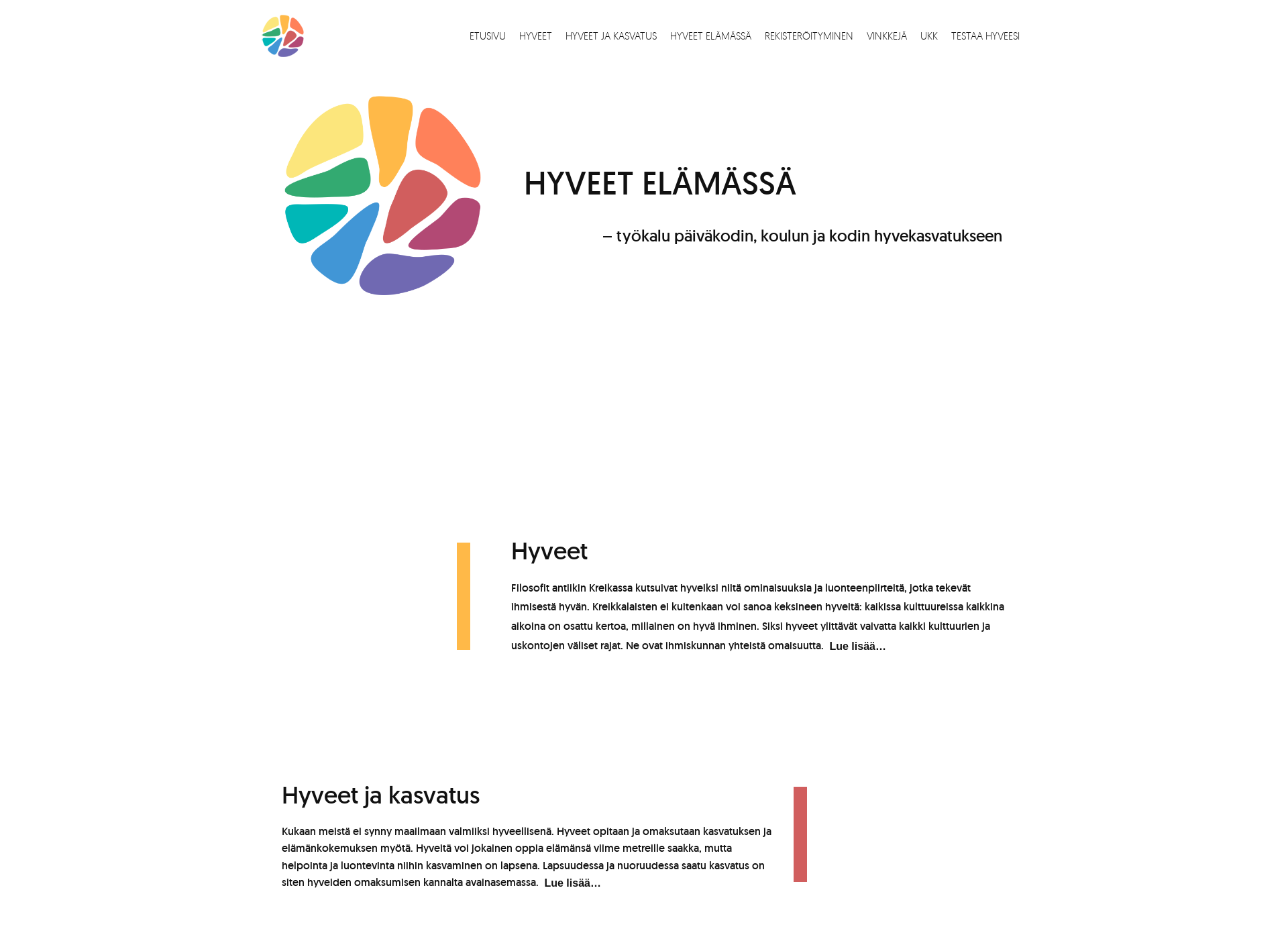 Skärmdump för hyveetelamassa.fi