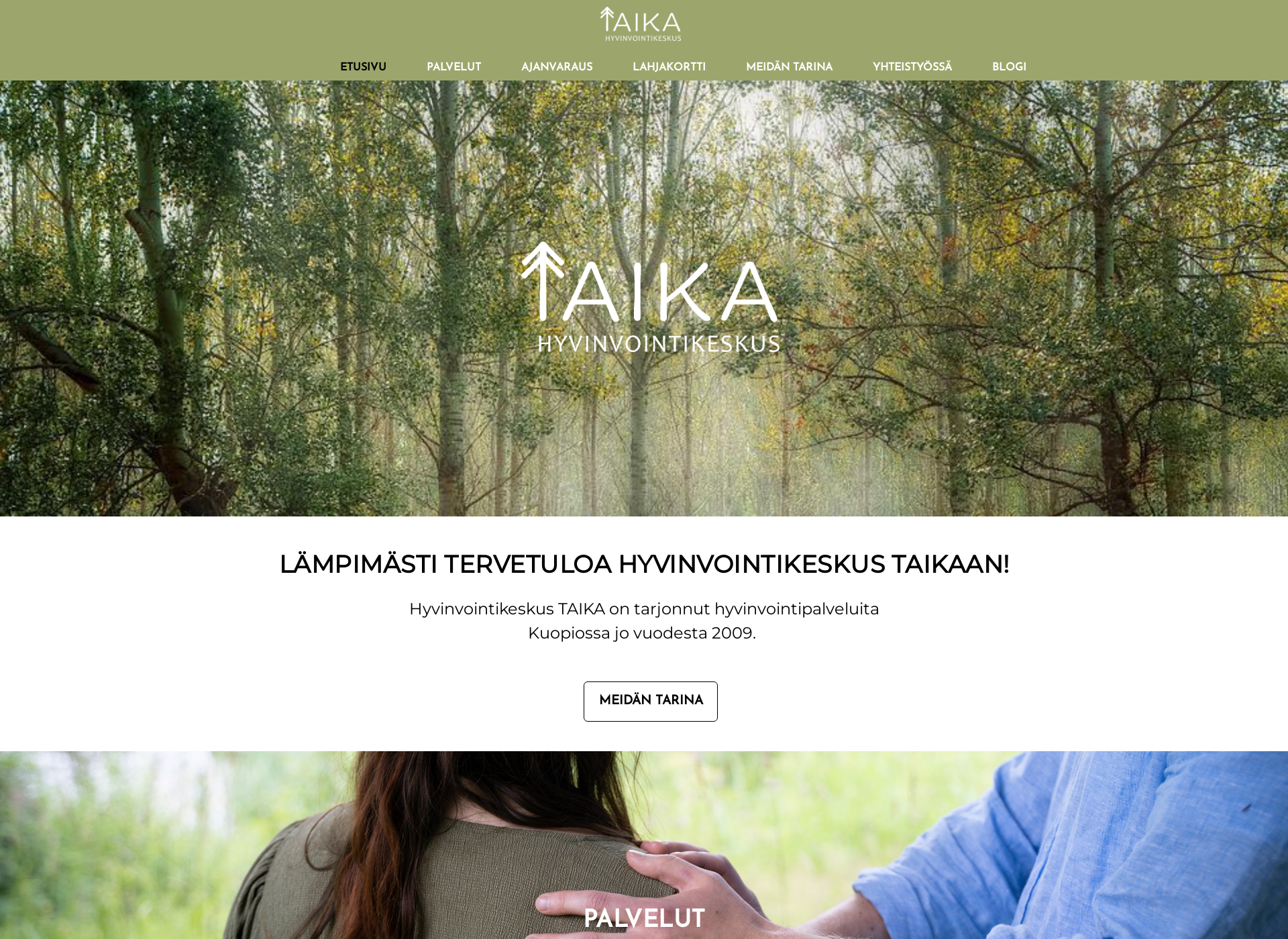 Skärmdump för hyvinvointikeskustaika.fi