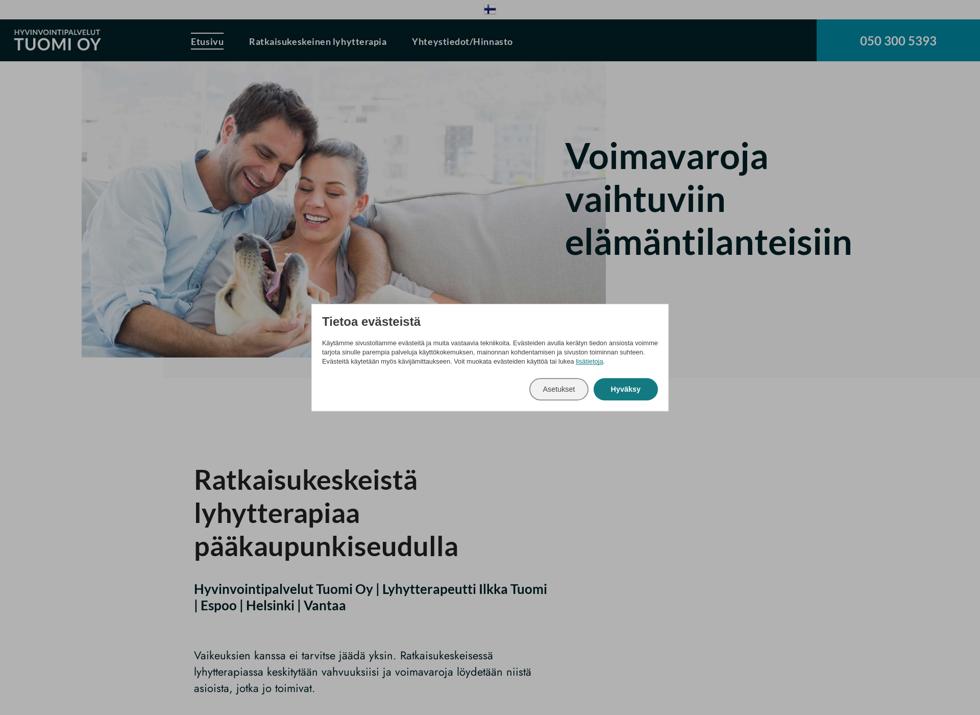 Skärmdump för hyvinvointipalveluttuomi.fi