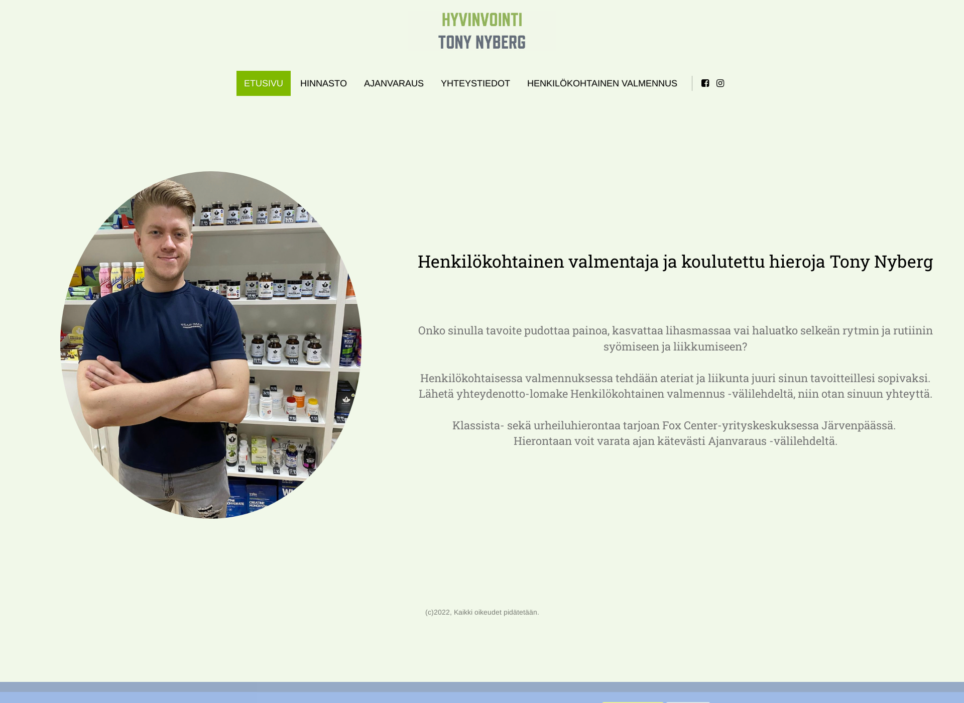 Skärmdump för hyvinvointitonynyberg.fi