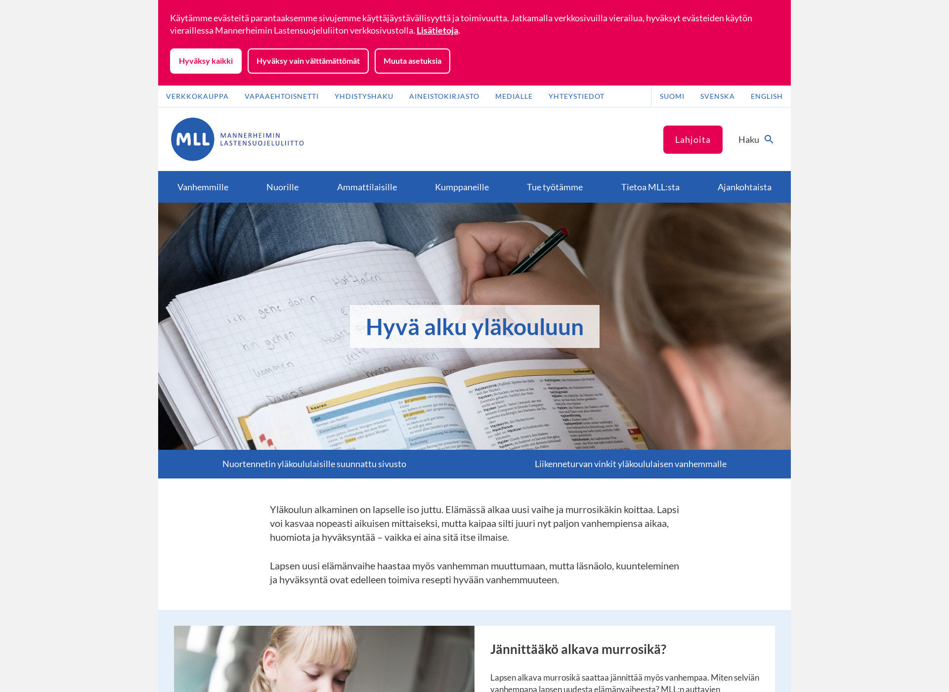 Screenshot for hyväalkuyläkouluun.fi