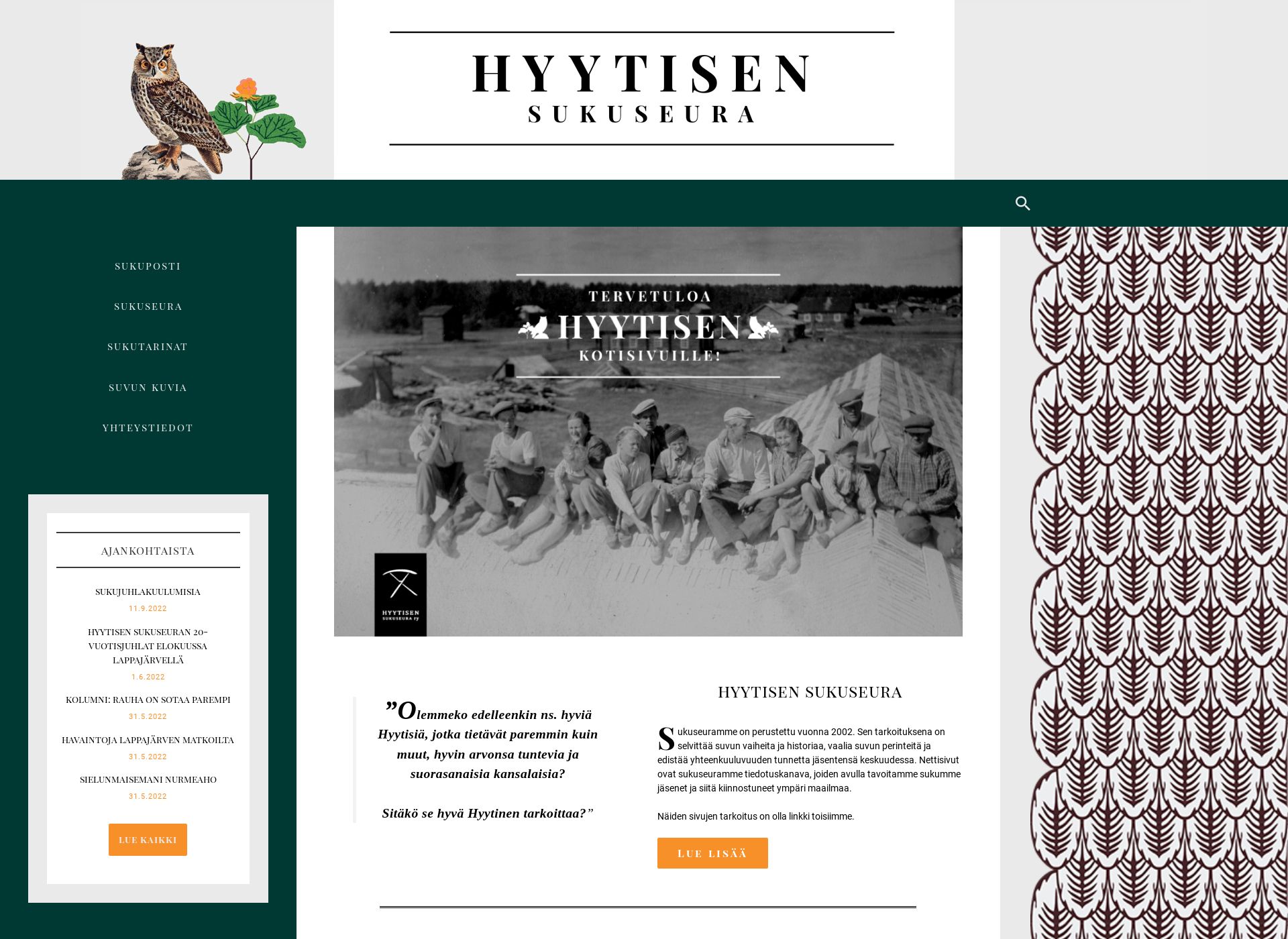 Skärmdump för hyytisensukuseura.fi