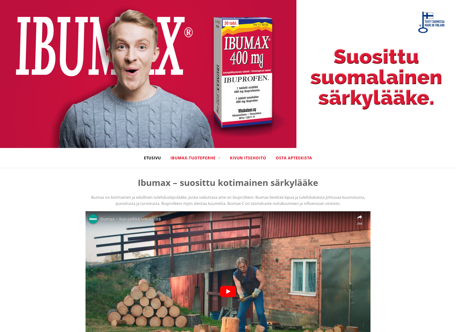 Skärmdump för ibumax.fi