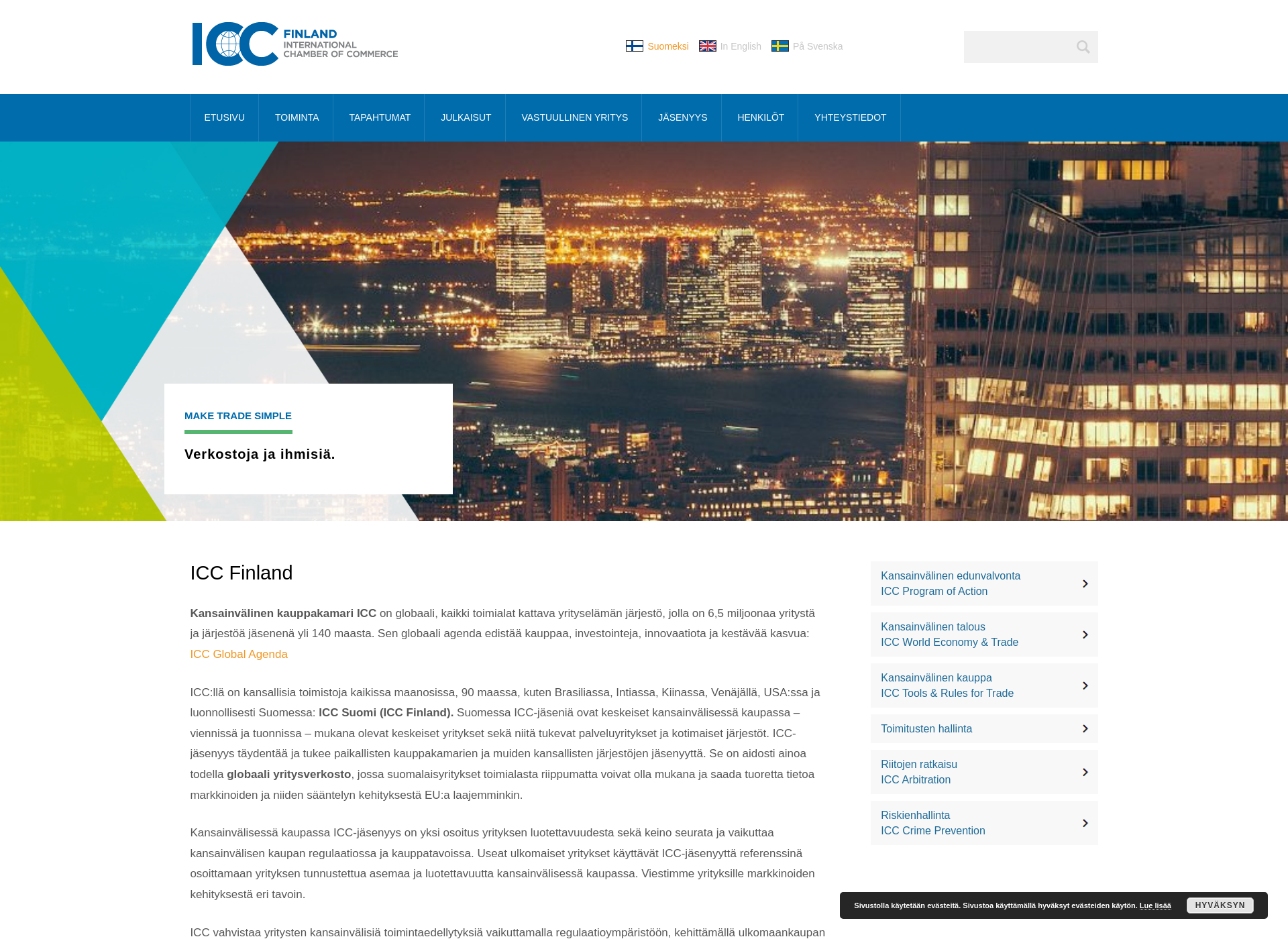 Skärmdump för icc.fi