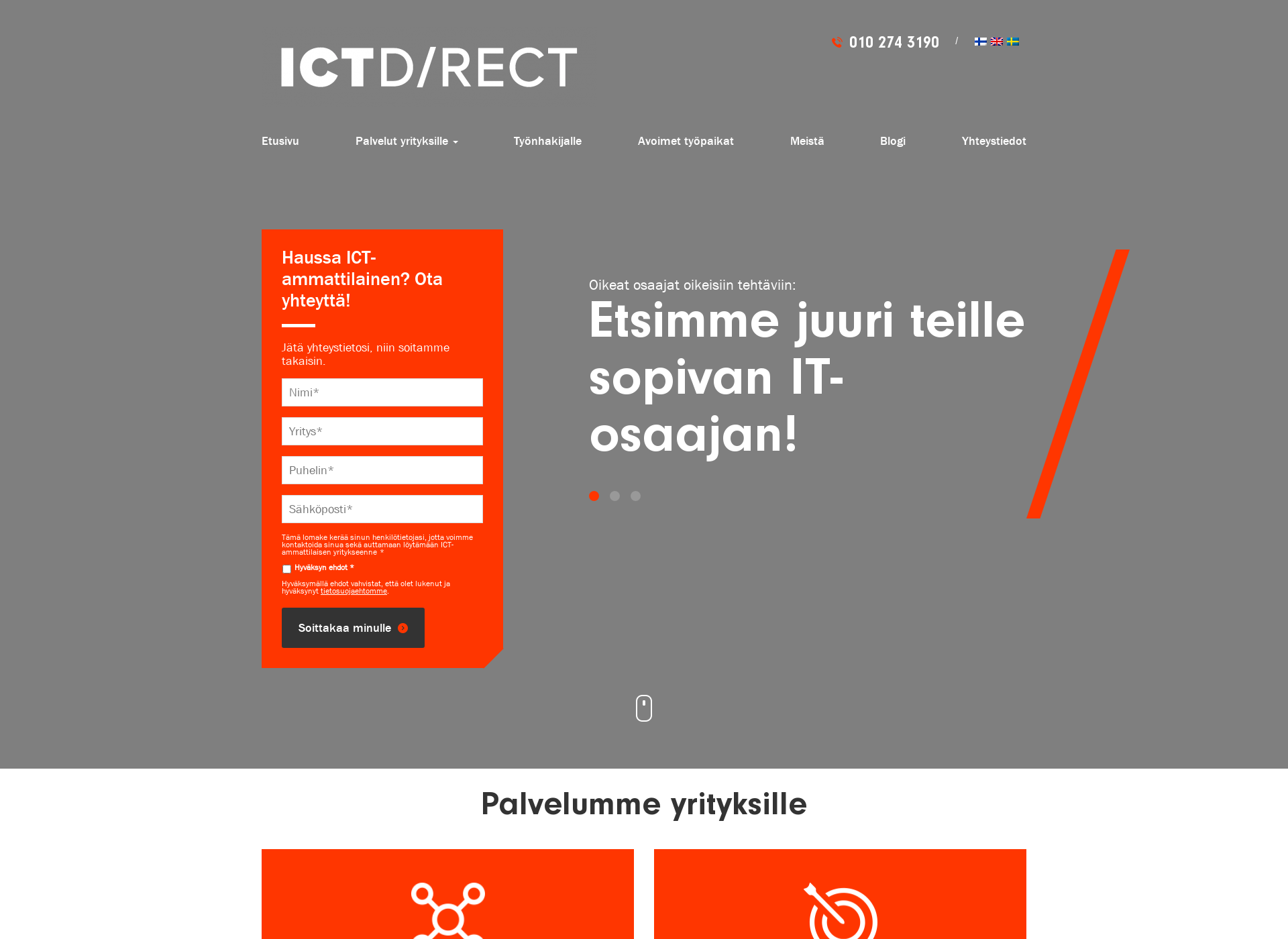 Skärmdump för ictdirect.fi