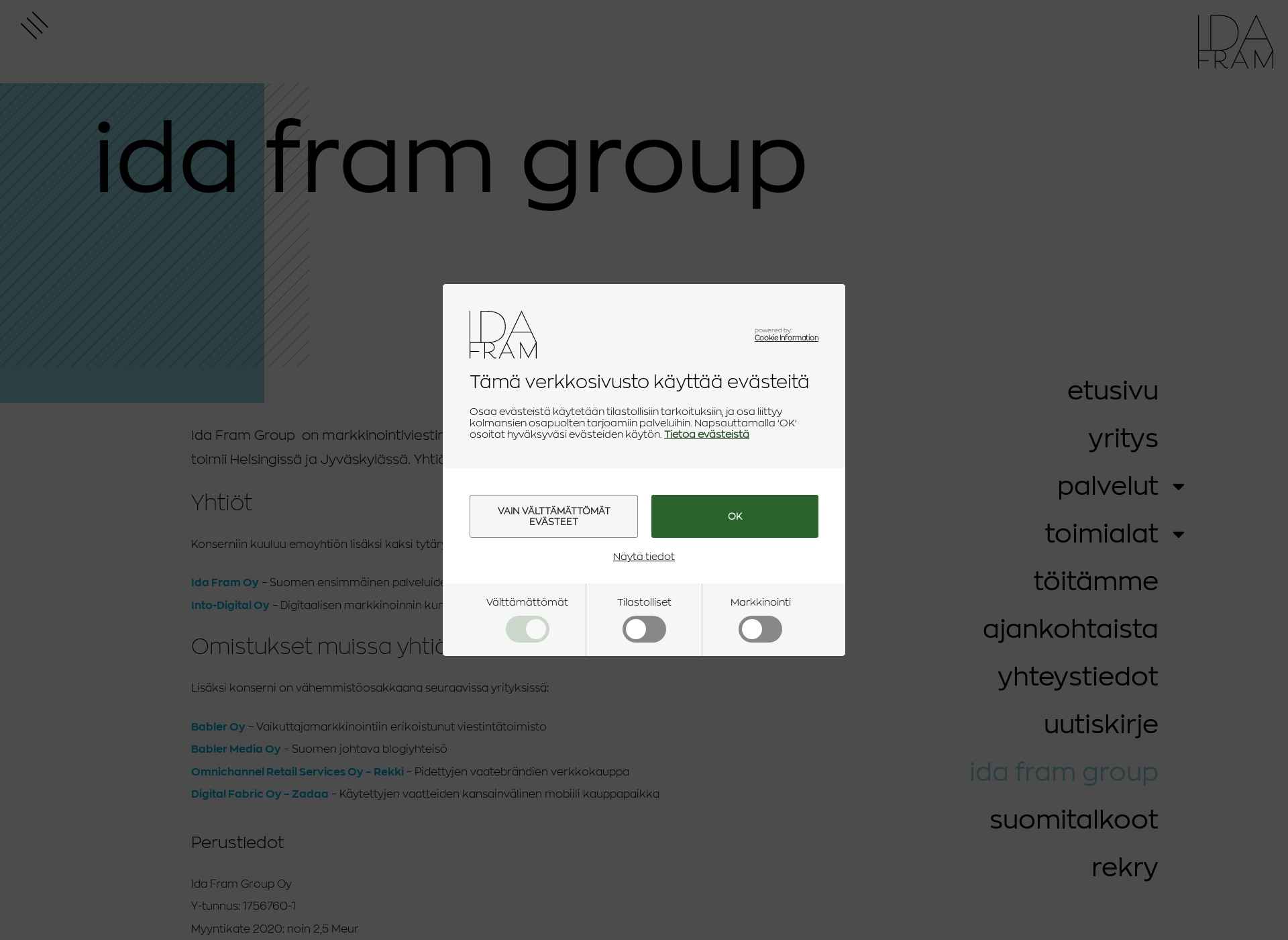 Skärmdump för idaframgroup.fi