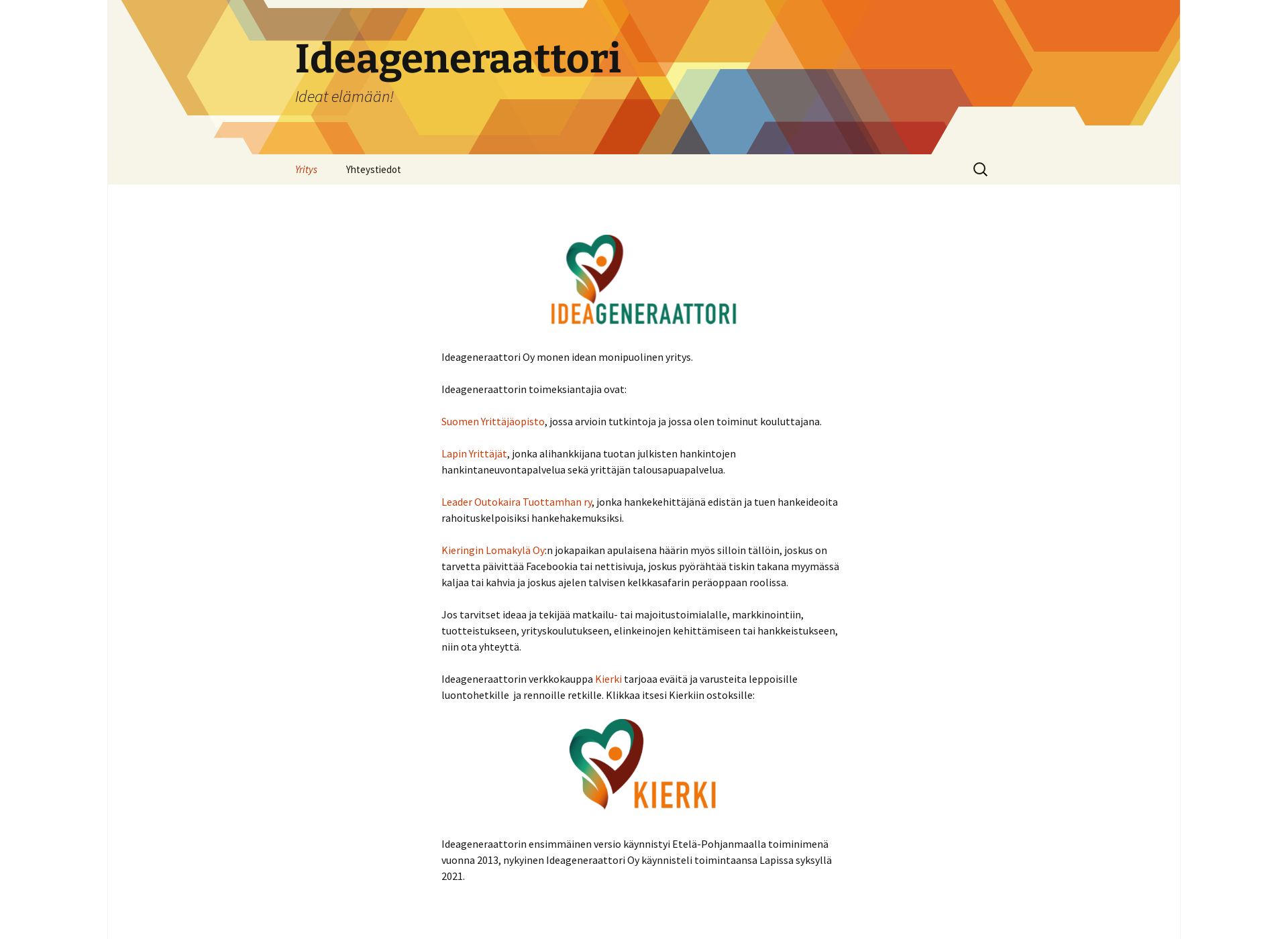 Screenshot for ideageneraattori.fi