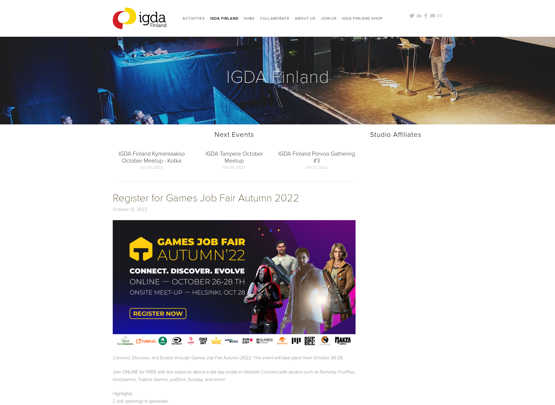 Screenshot for igda.fi