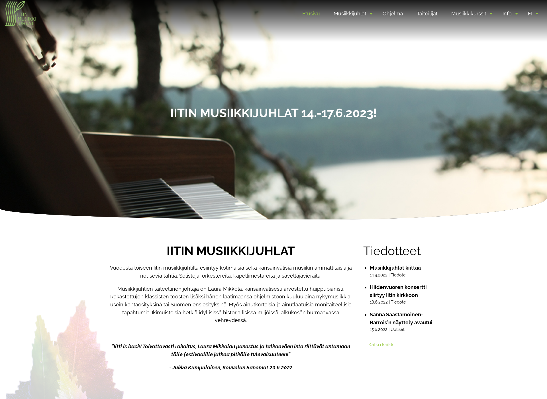 Skärmdump för iittifestival.fi
