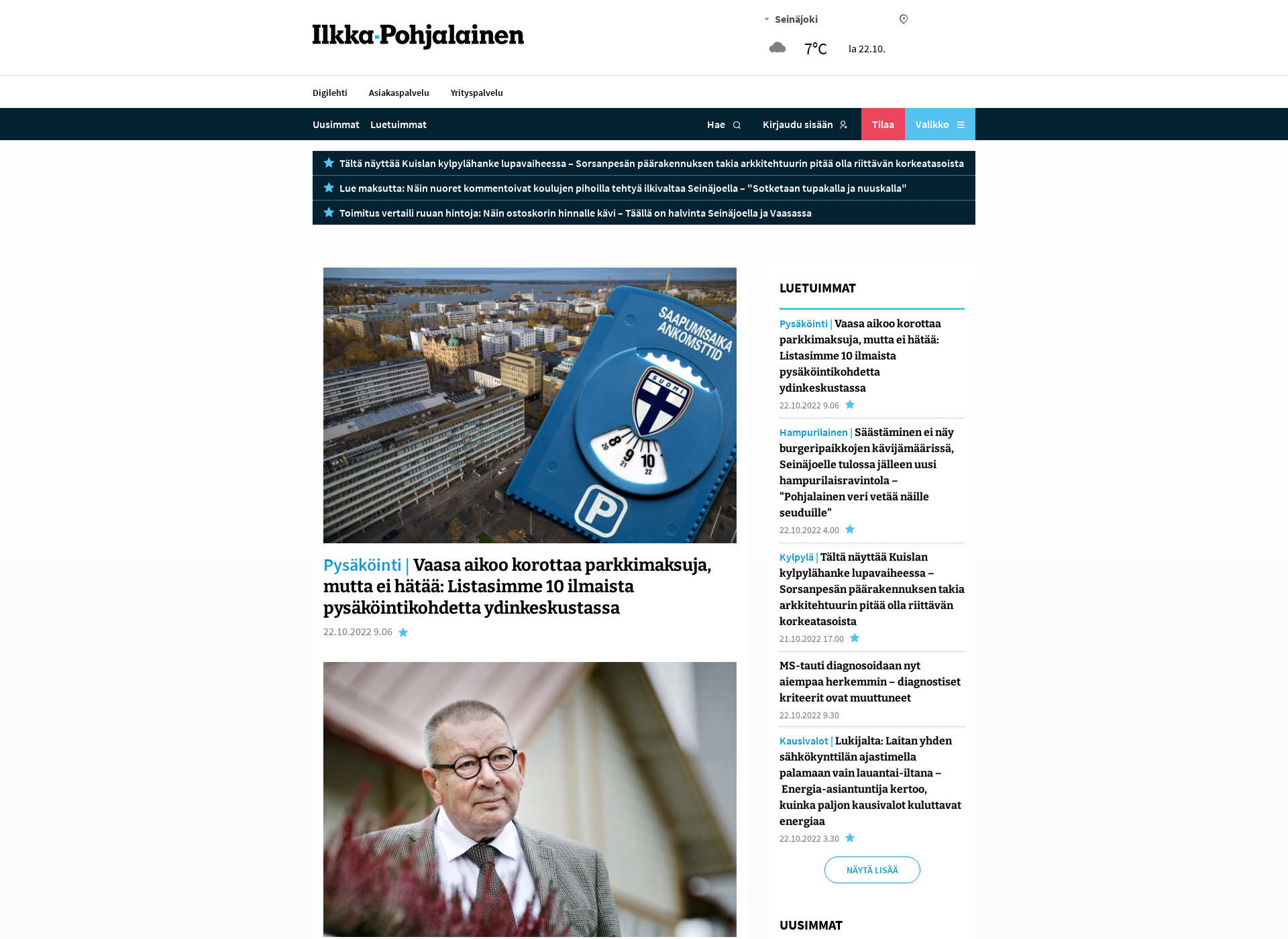Screenshot for ilkka-pohjalainen.fi