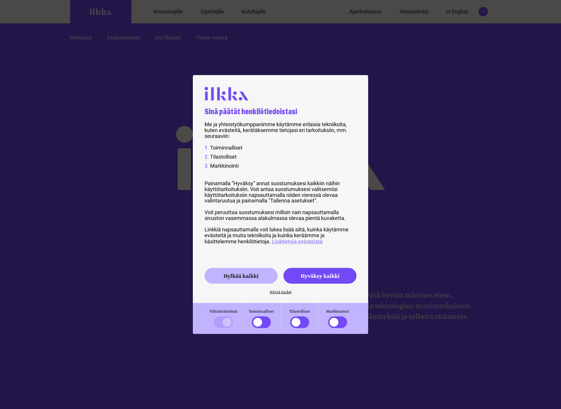 Skärmdump för ilkka-yhtyma.fi