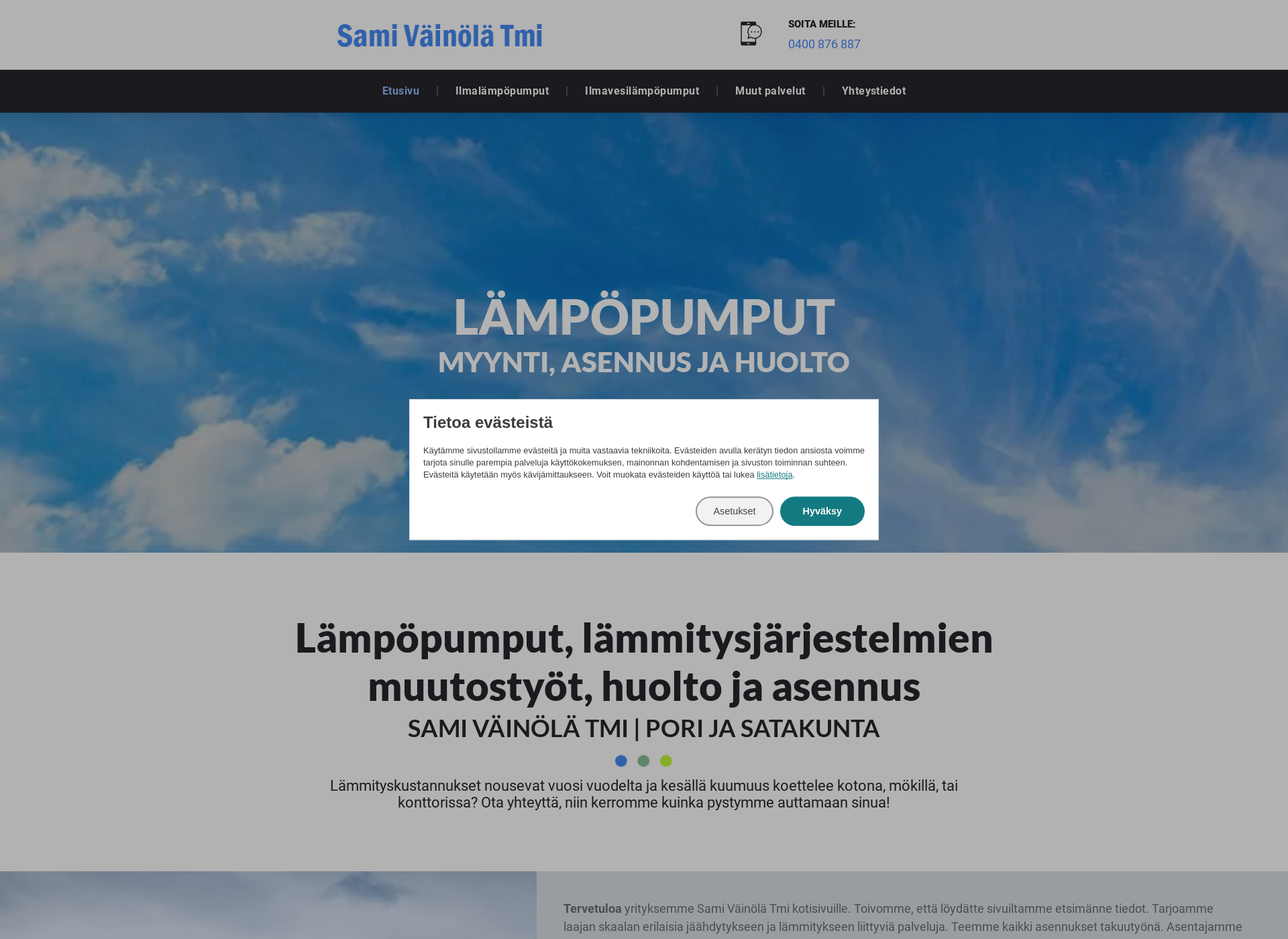 Screenshot for ilma-lampo.fi