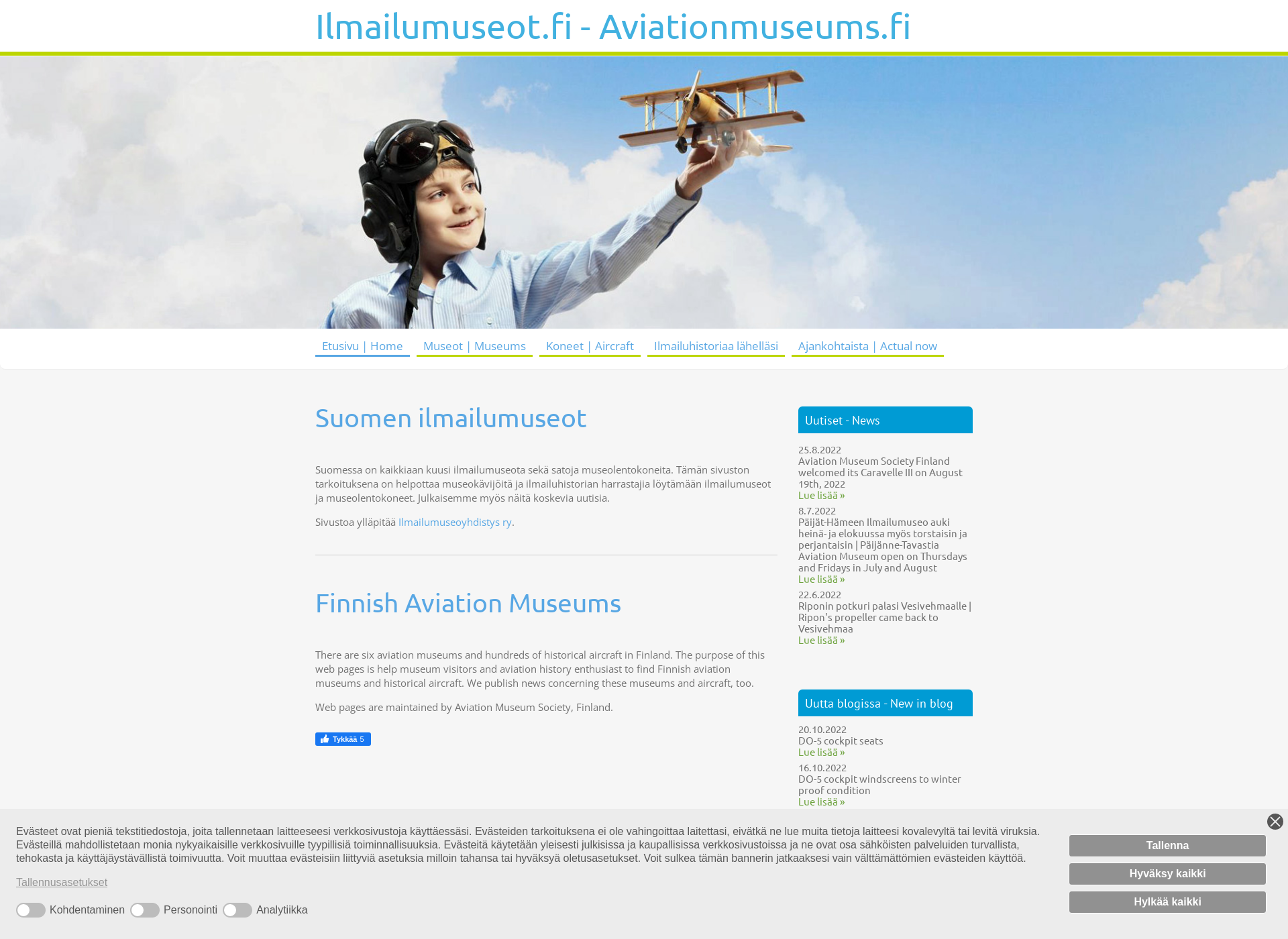 Screenshot for ilmailumuseot.fi