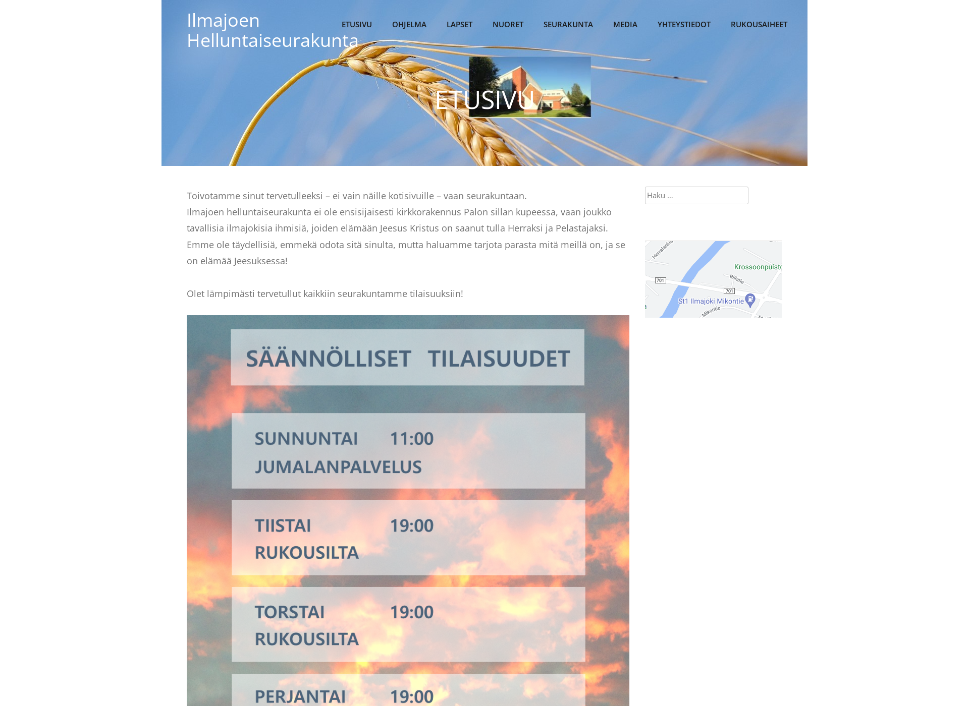 Skärmdump för ilmajoenhelluntaiseurakunta.fi