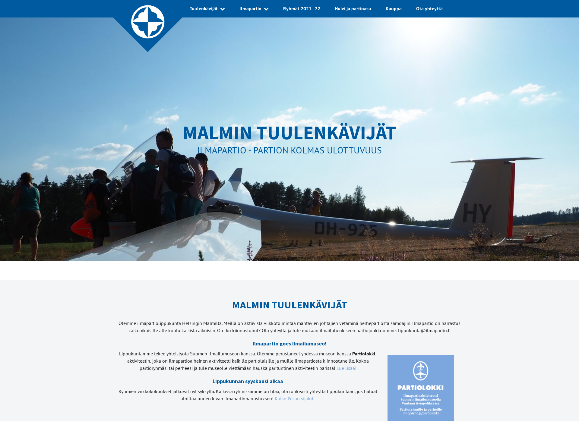 Skärmdump för ilmapartio.fi