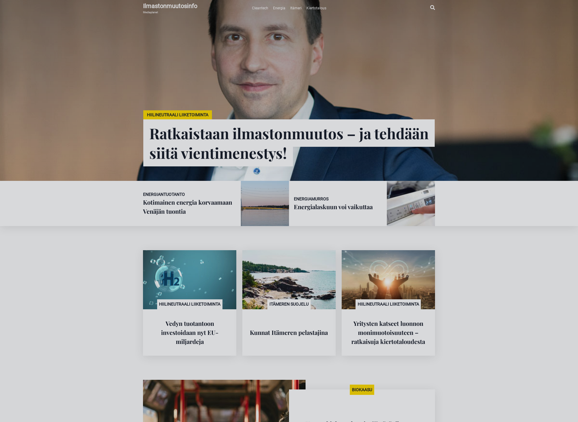 Skärmdump för ilmastonmuutosinfo.fi