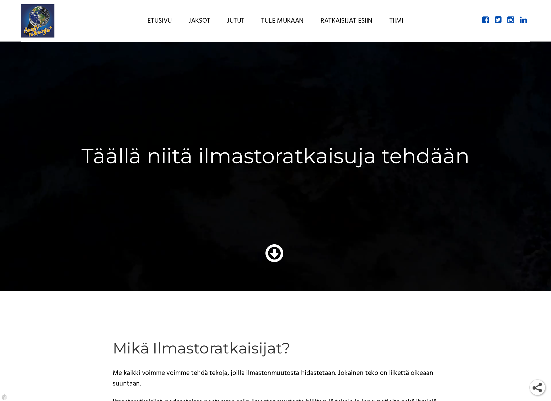 Skärmdump för ilmastoratkaisijat.fi