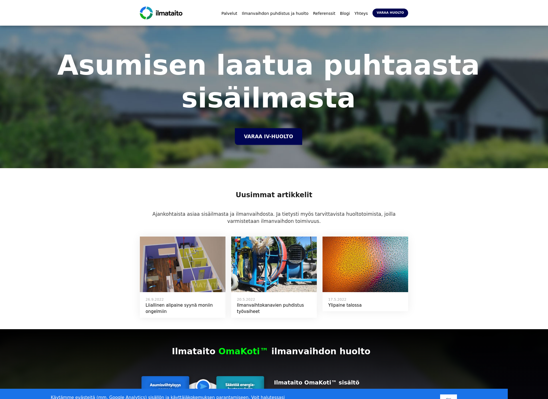 Skärmdump för ilmataito.fi