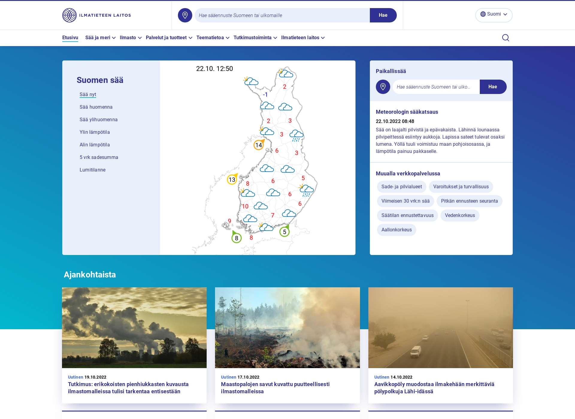 Screenshot for ilmatieteenlaitos.fi