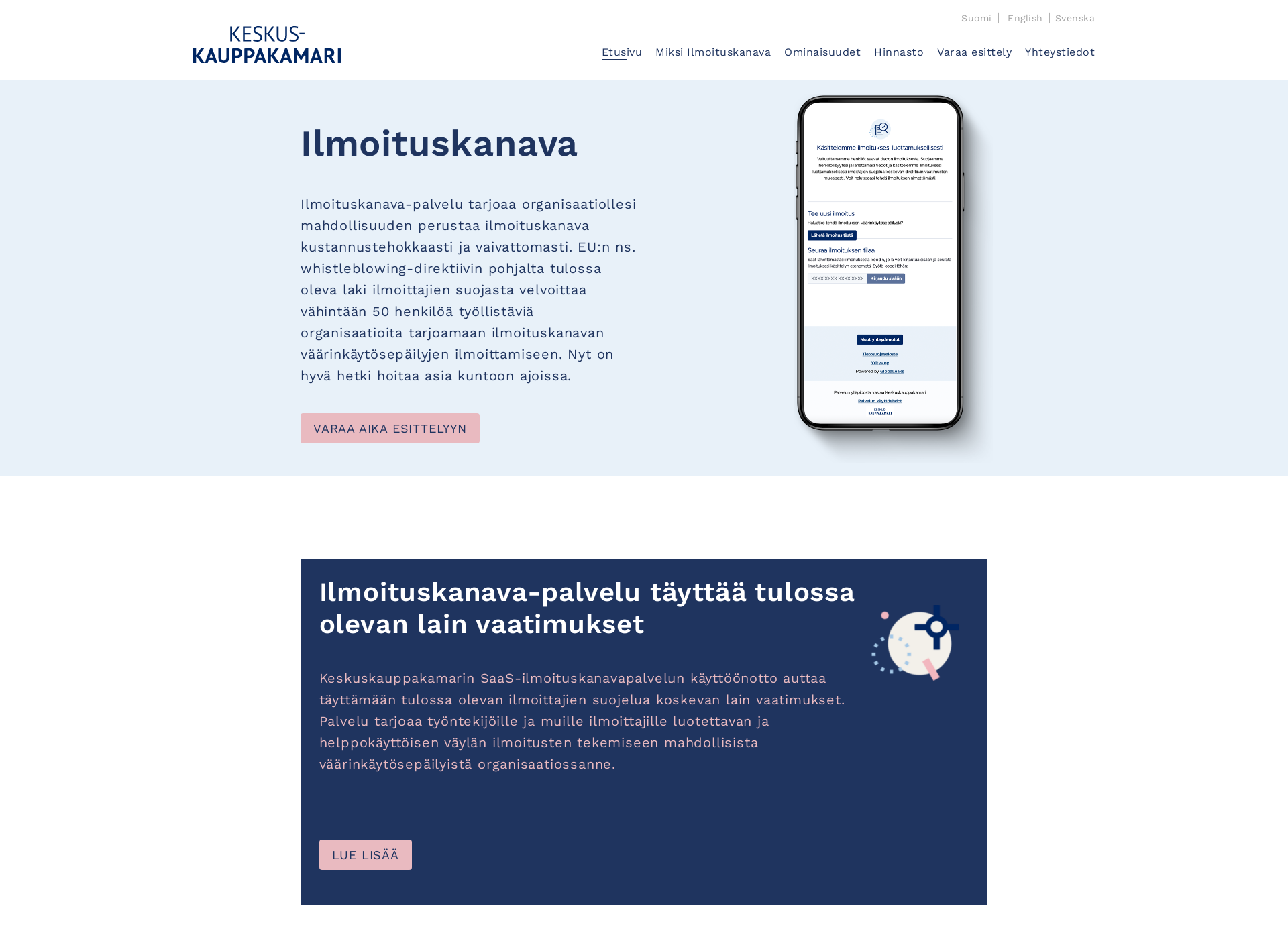 Skärmdump för ilmoituskanava.fi