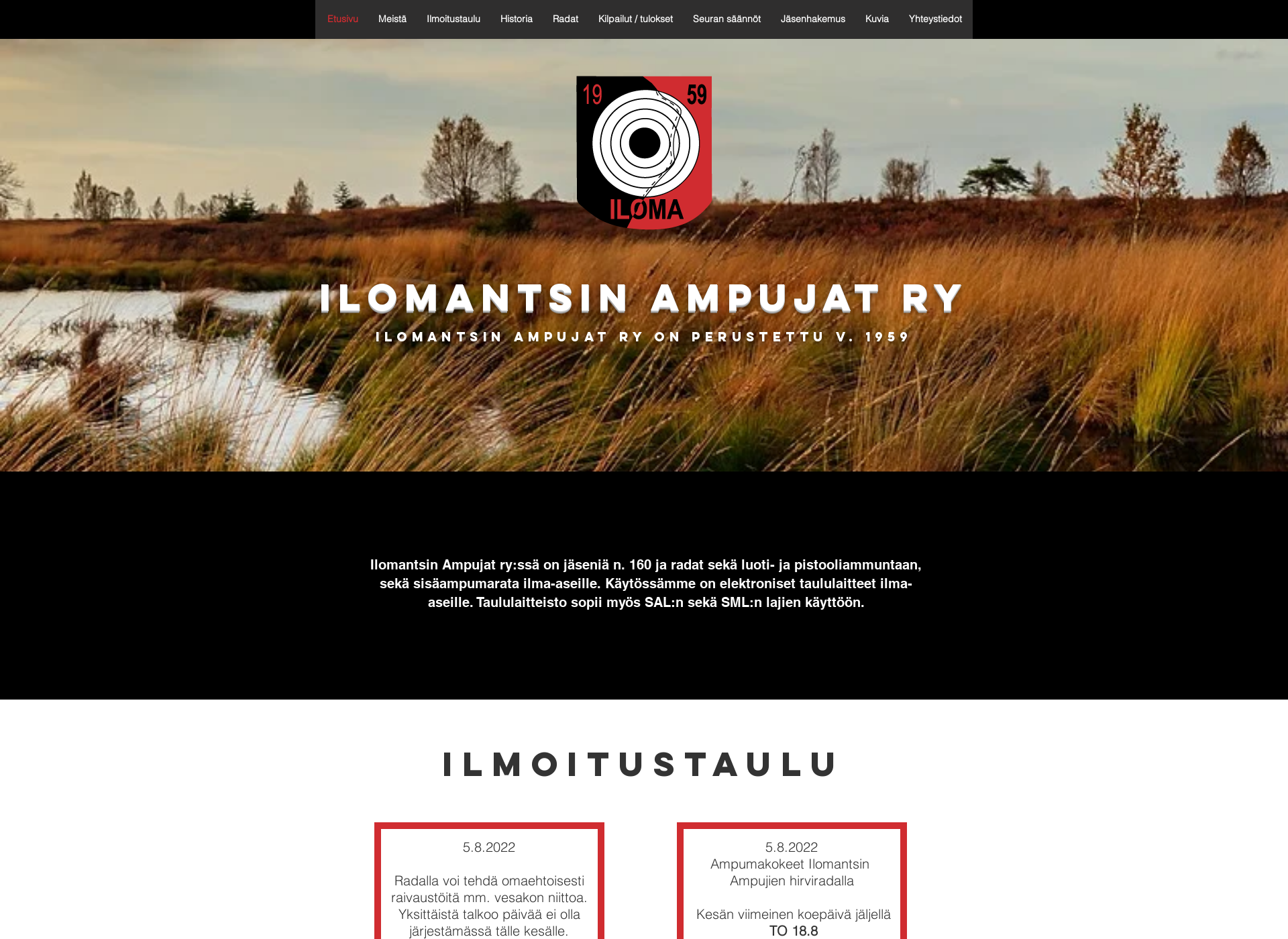 Skärmdump för ilomantsinampujat.fi