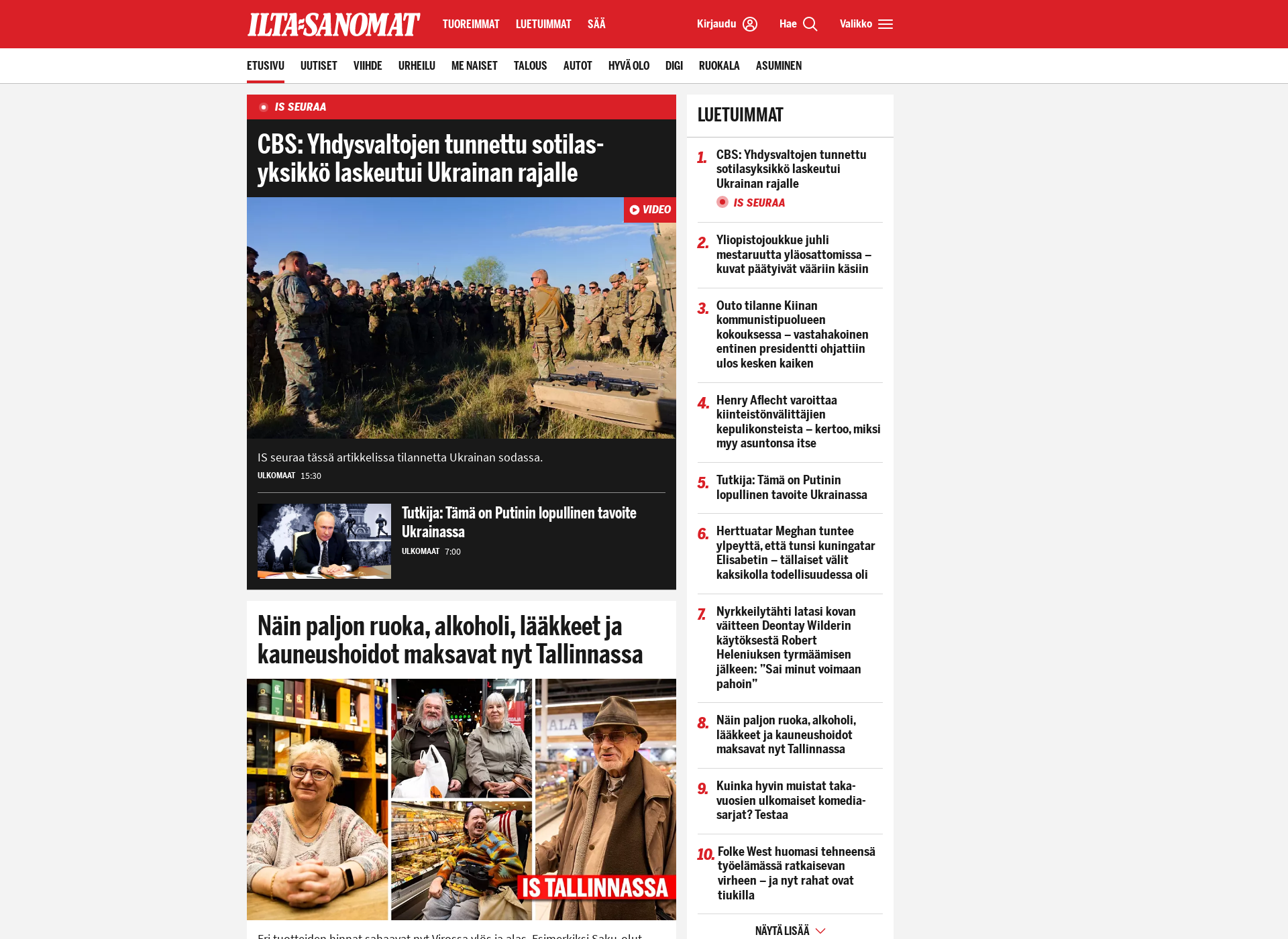 Screenshot for iltasnomat.fi