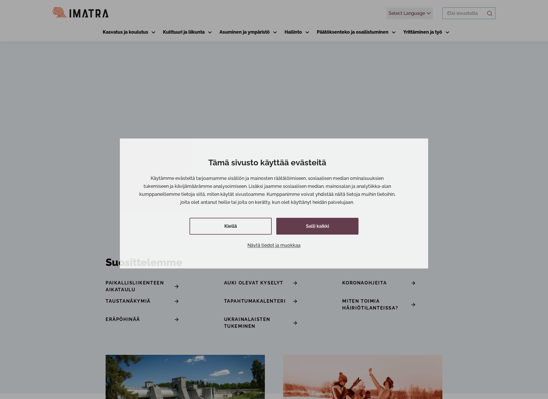 Screenshot for imatra.fi