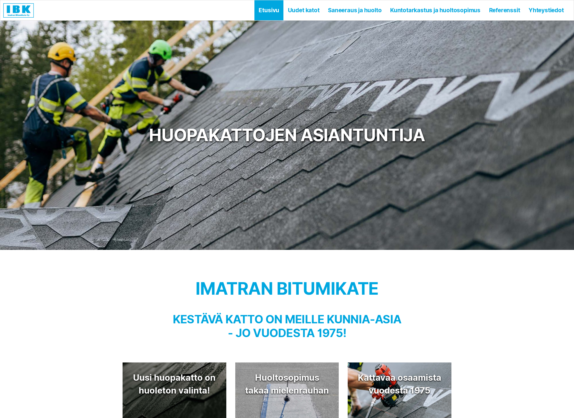 Skärmdump för imatranbitumikate.fi