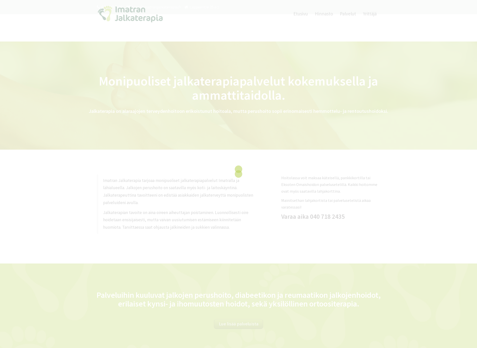 Skärmdump för imatranjalkaterapia.fi