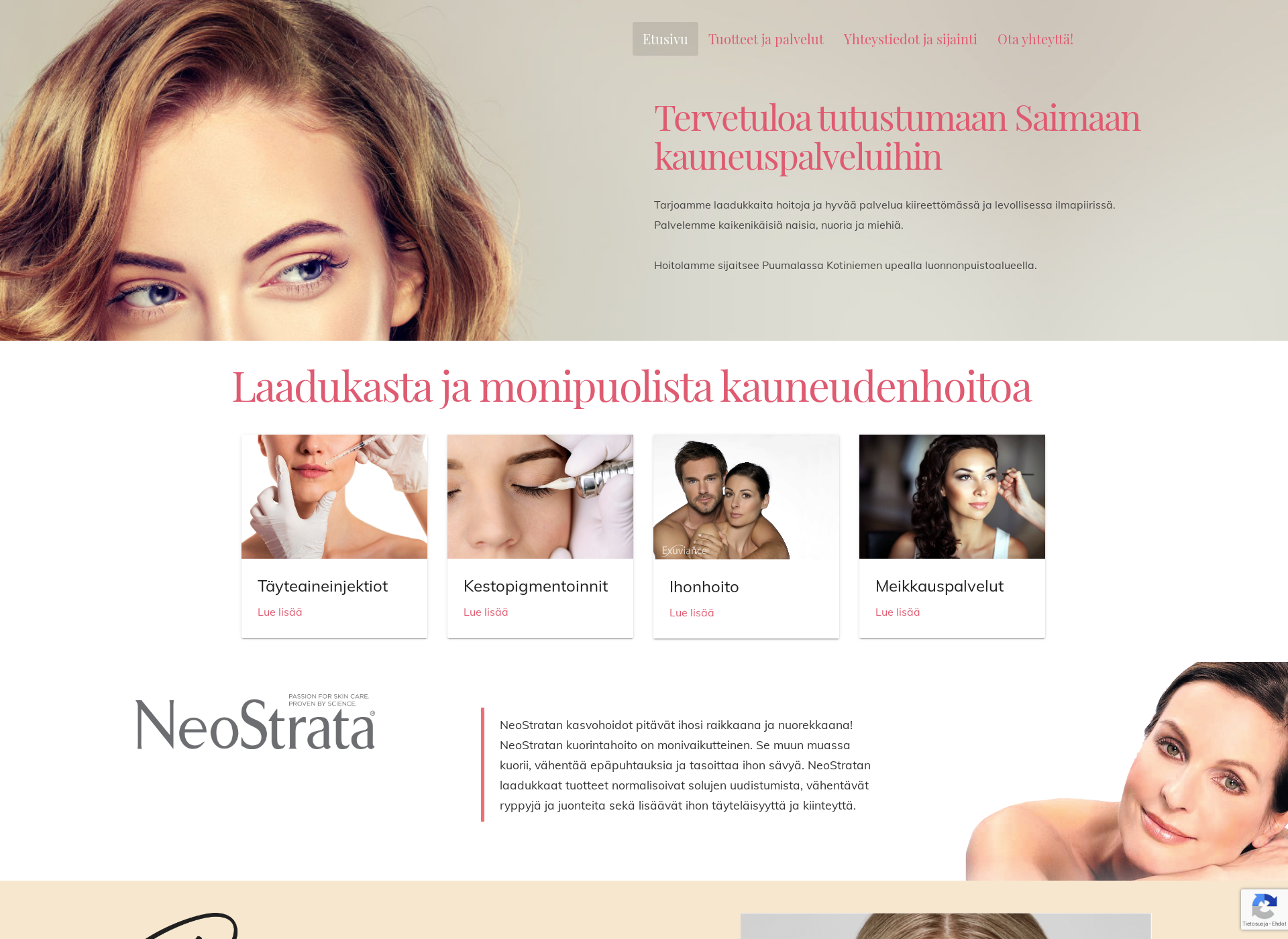 Skärmdump för imatrankauneus.fi