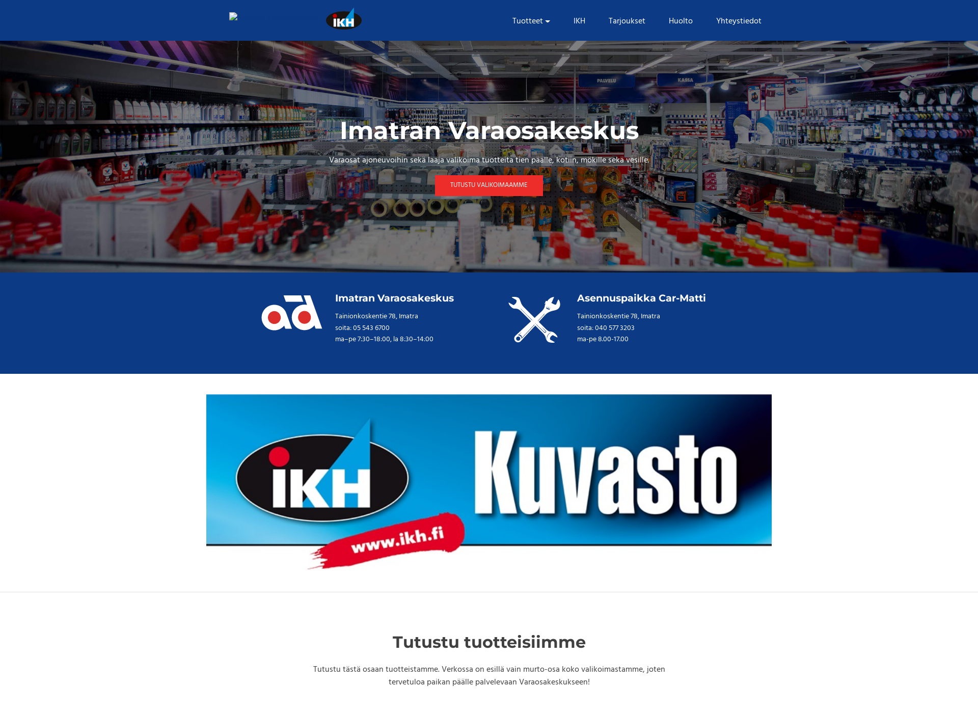Skärmdump för imatranvaraosakeskus.fi
