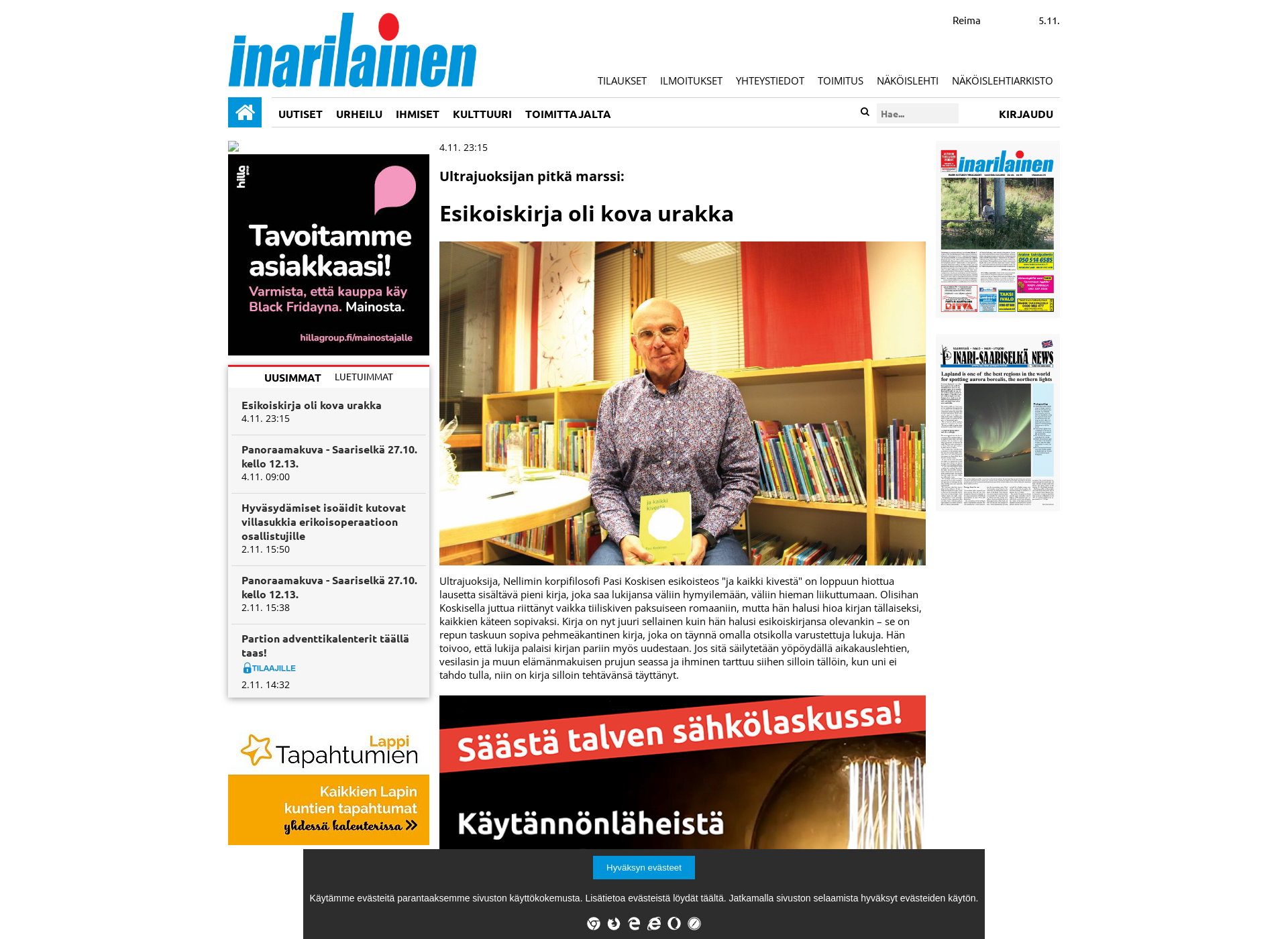 Skärmdump för inarilainen.fi