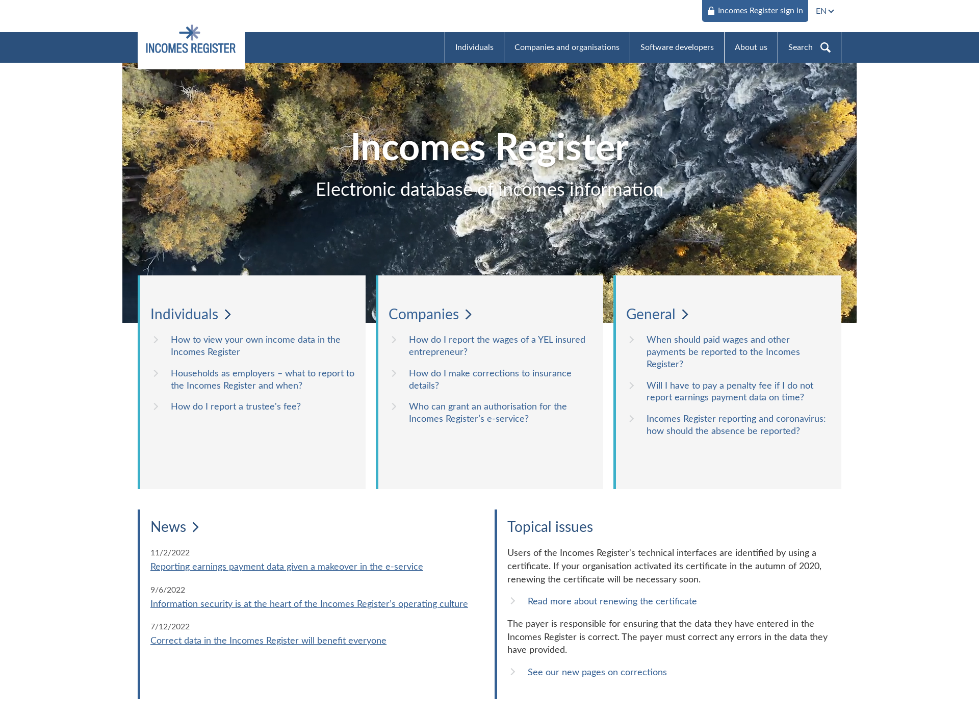 Screenshot for incomesregister.fi