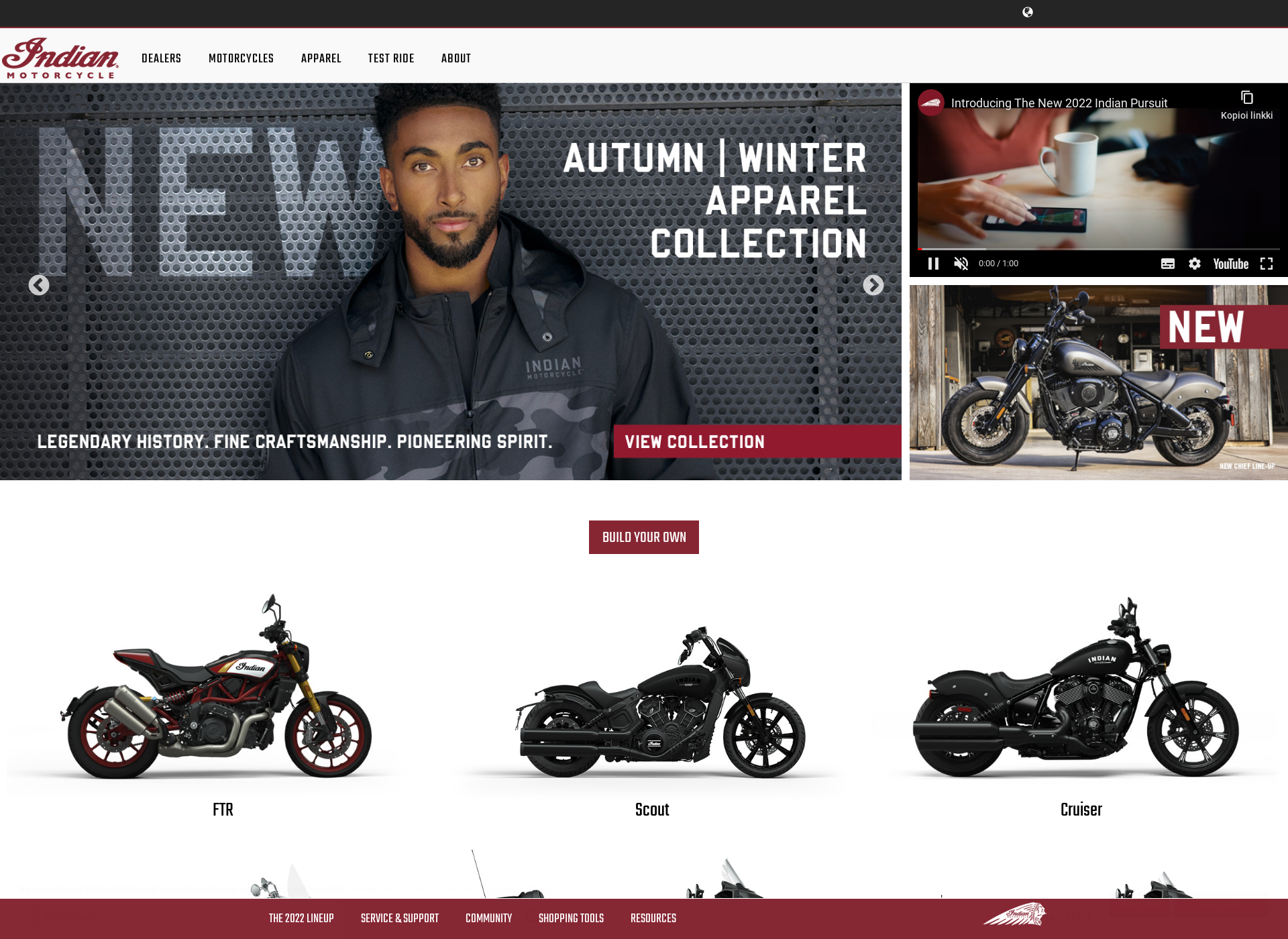 Screenshot for indianmotorcycles.fi