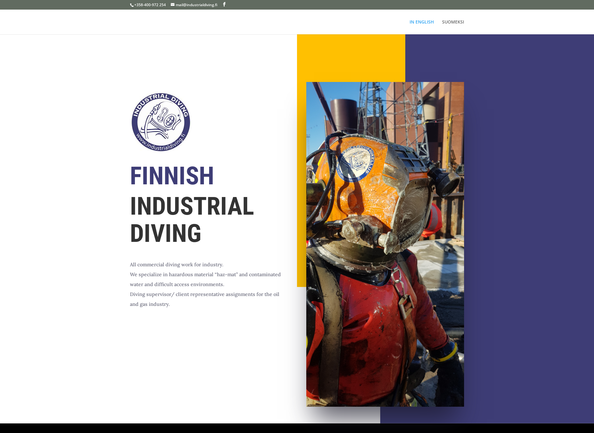 Skärmdump för industrialdiving.fi