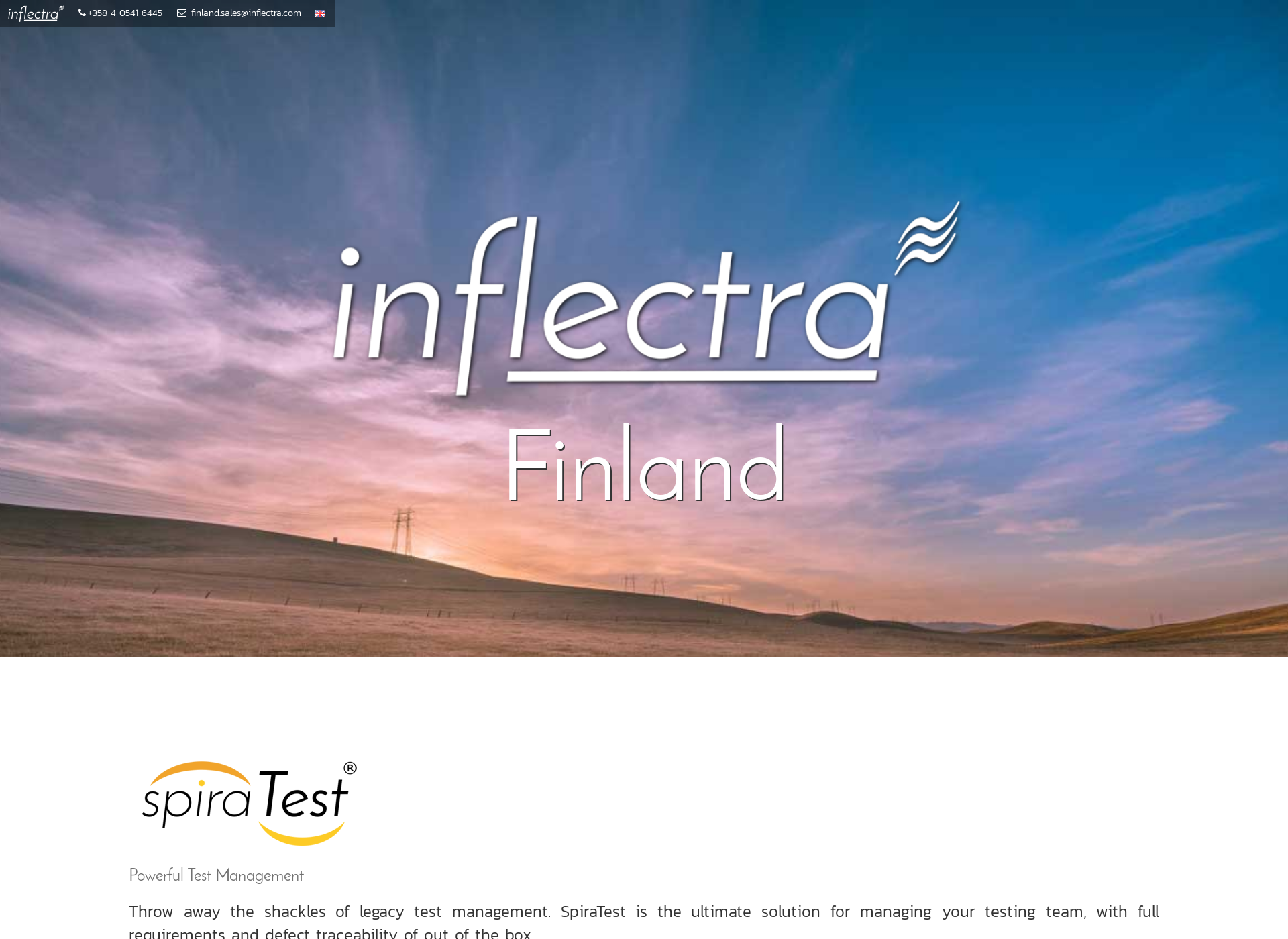 Skärmdump för inflectrasoftware.fi