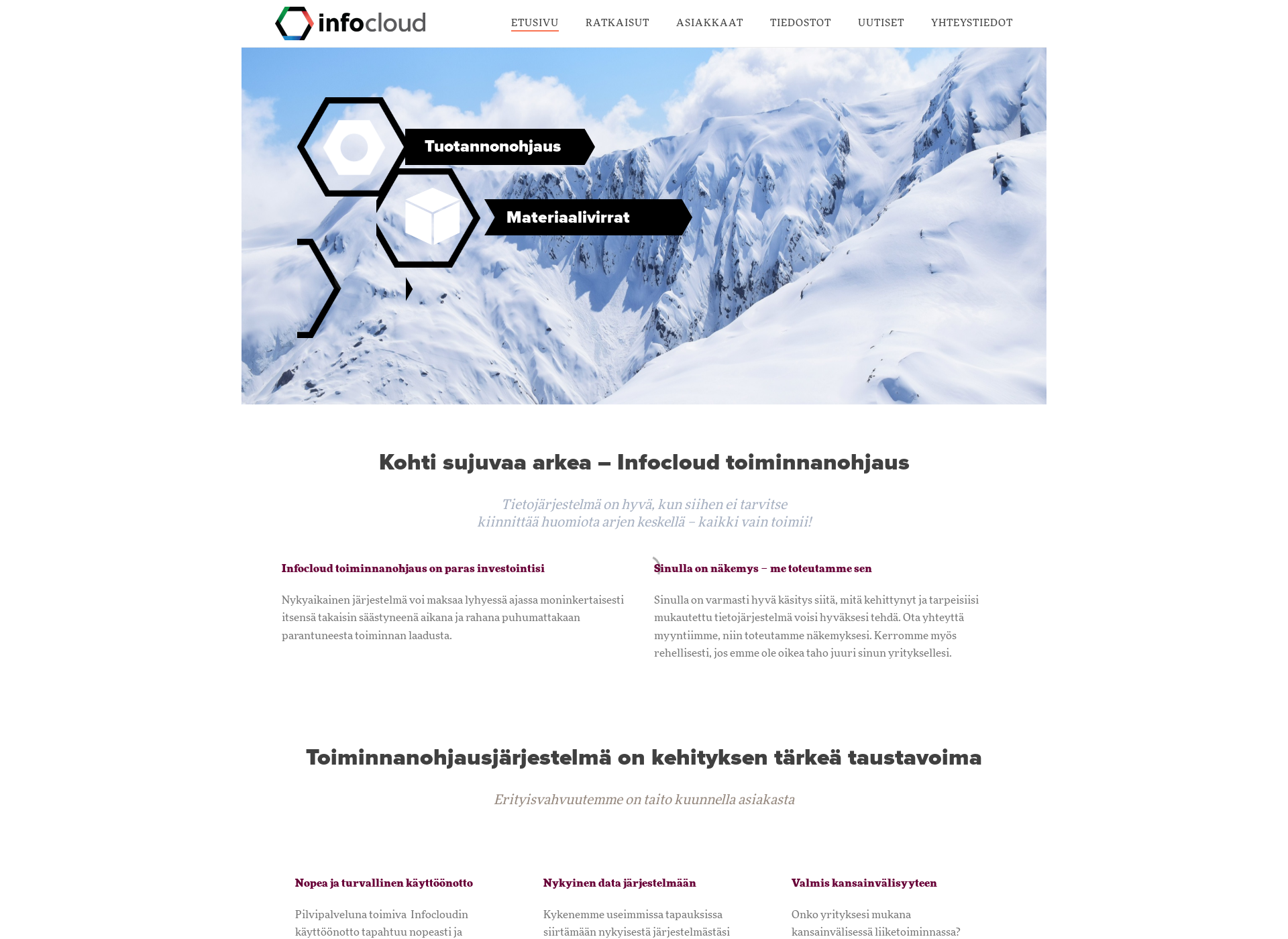 Skärmdump för infocloud.fi
