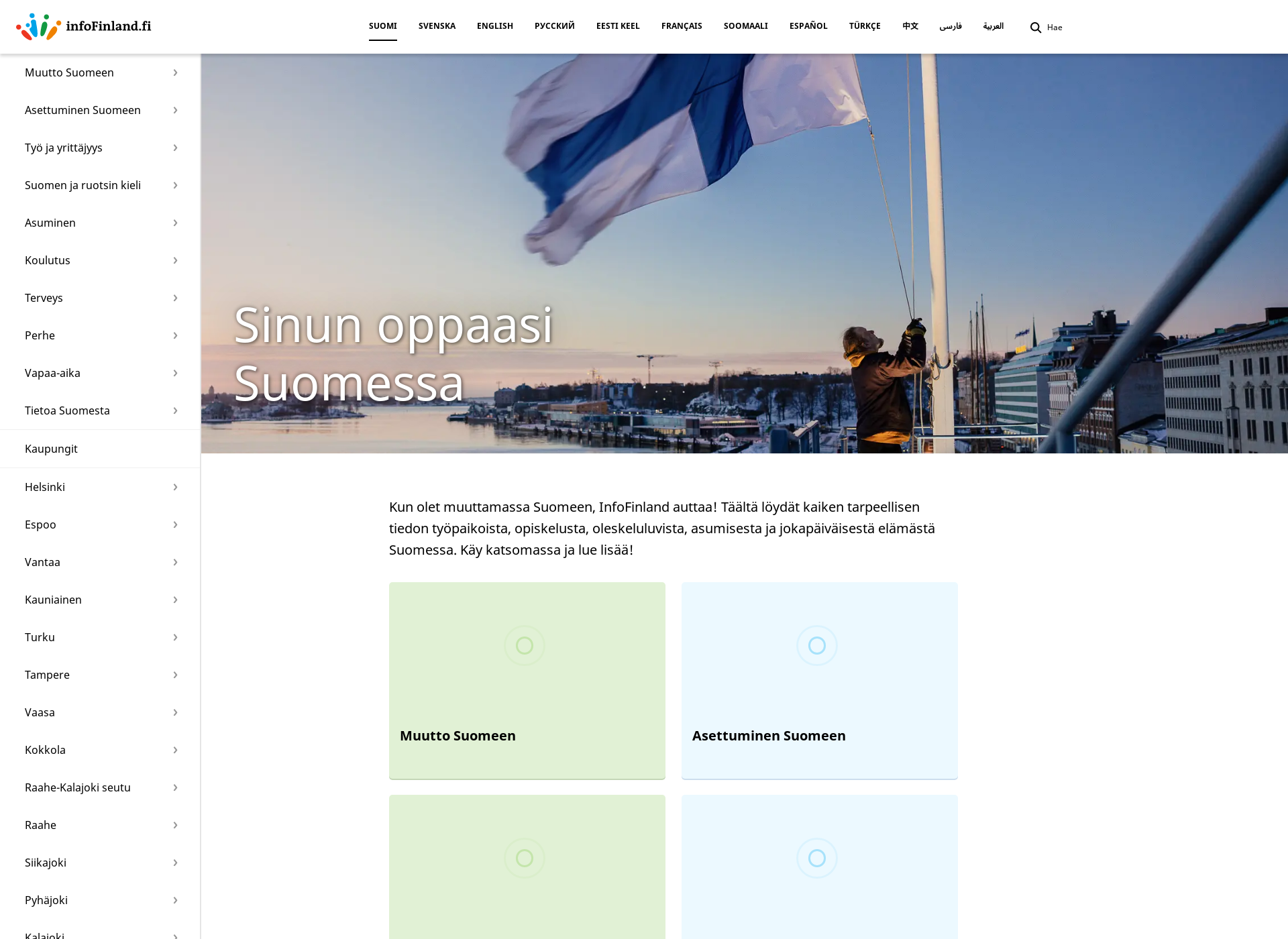 Skärmdump för infofinland.fi