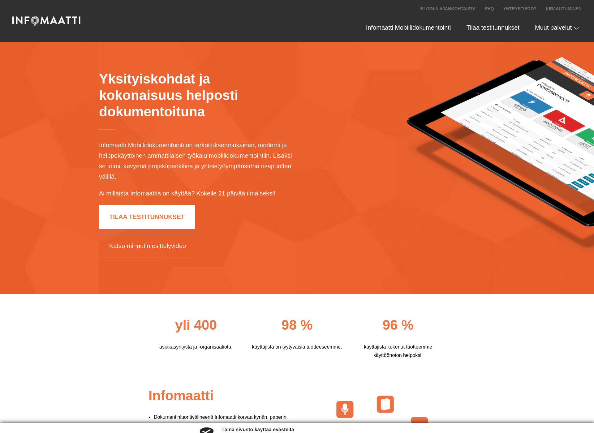 Skärmdump för infomaatti.fi