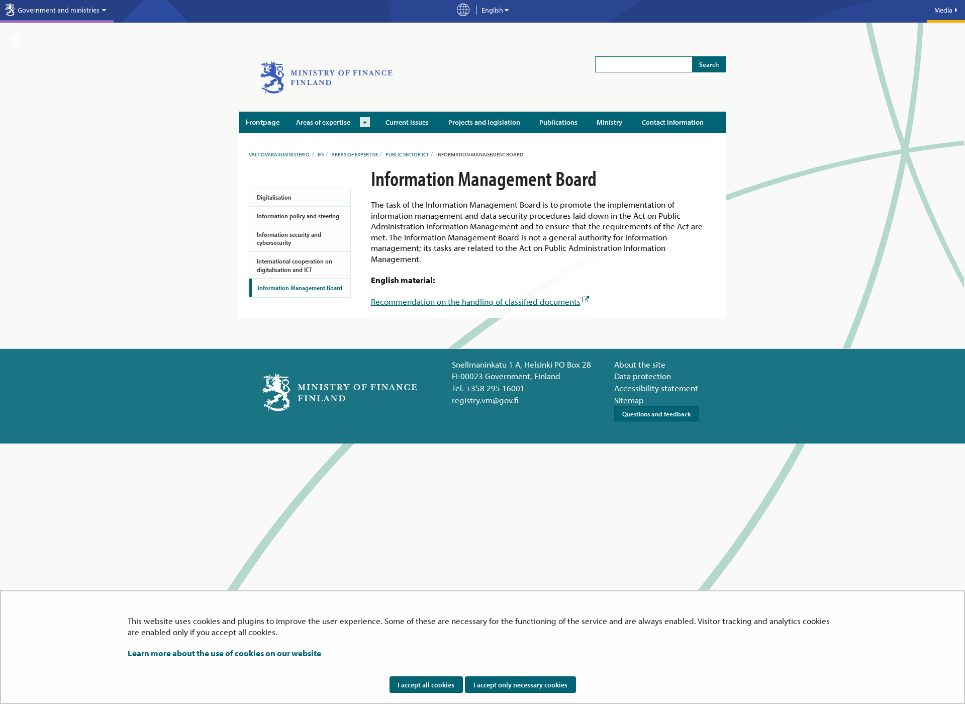 Skärmdump för informationmanagementboard.fi