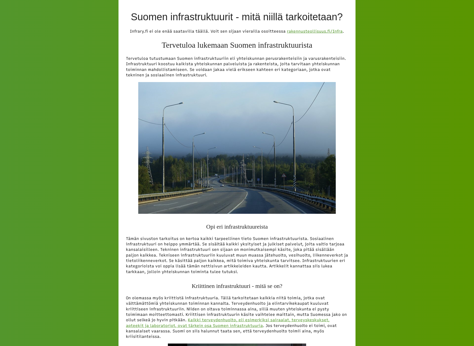 Skärmdump för infrary.fi