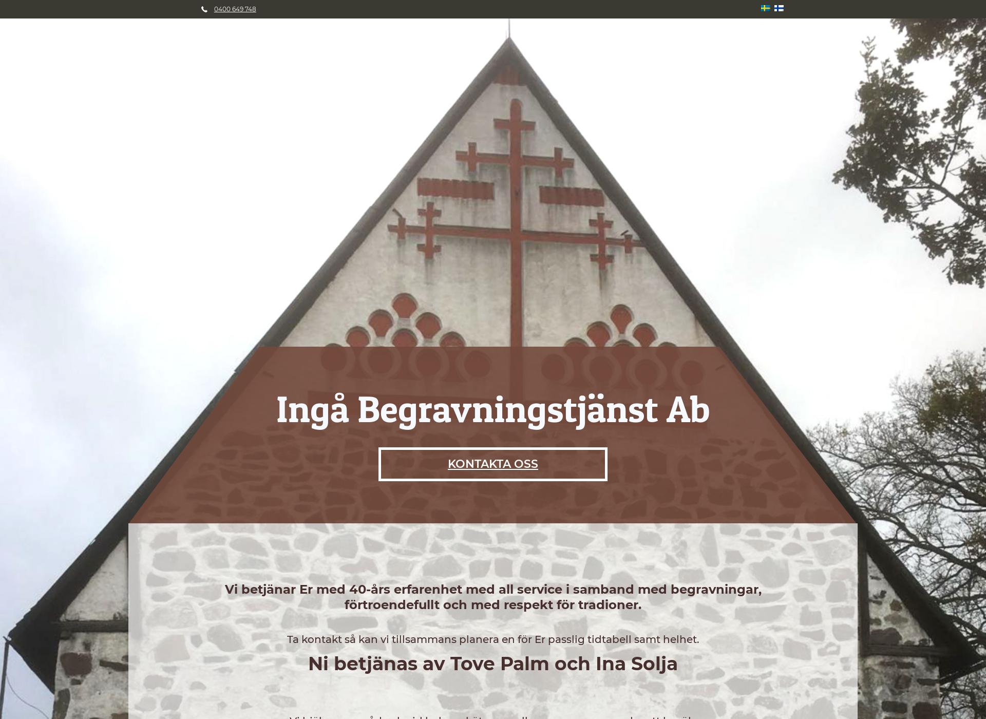 Näyttökuva ingabegravningstjanst.fi