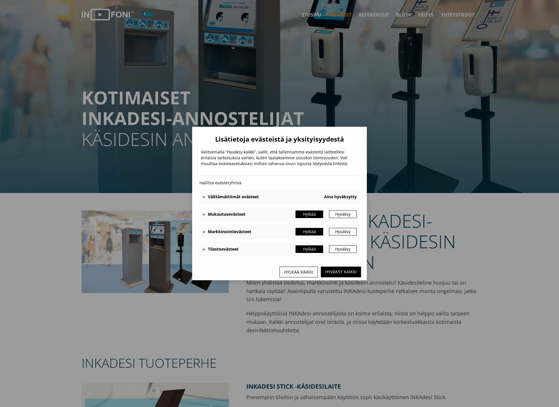 Skärmdump för inkadesi.fi