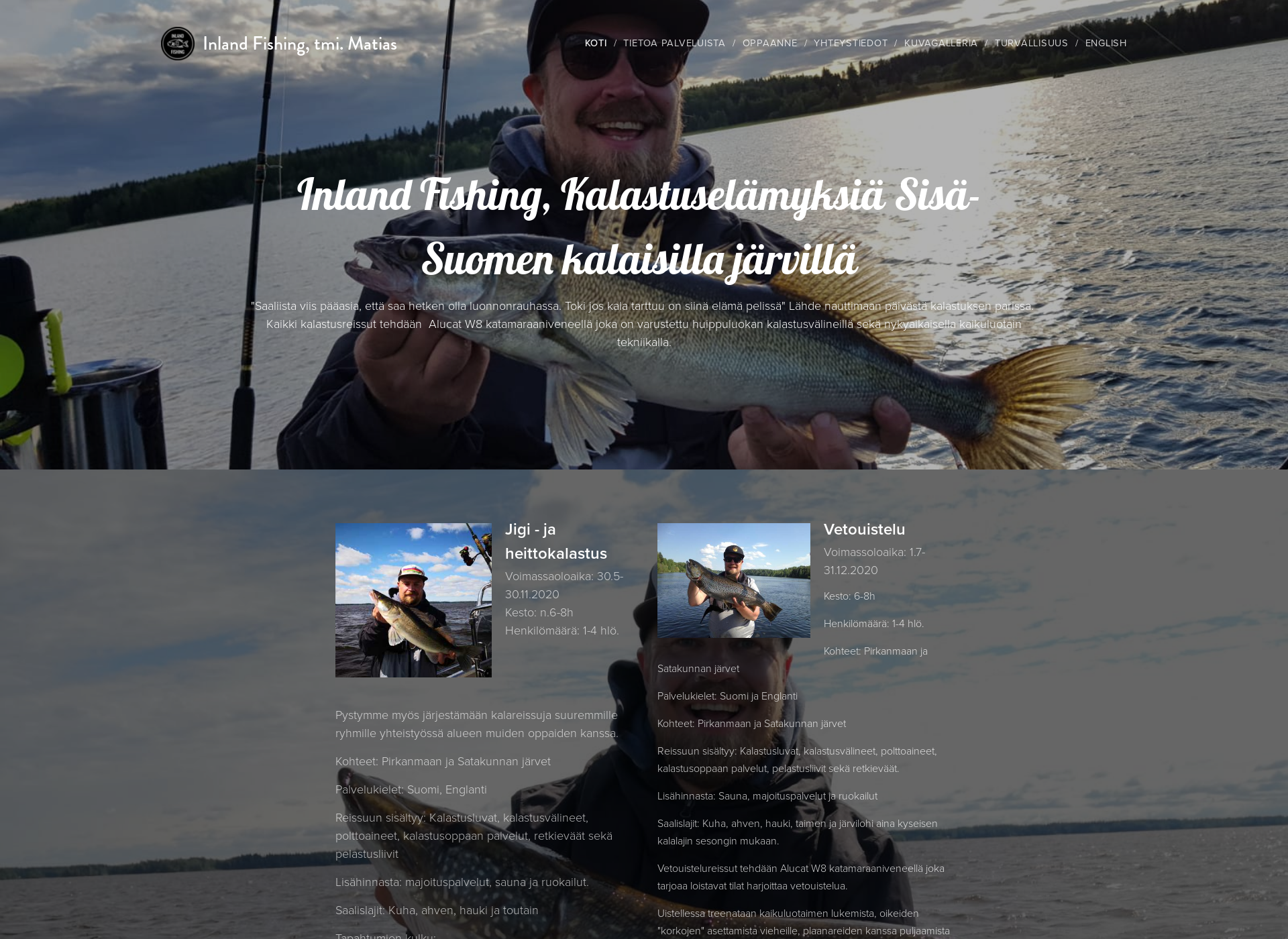 Skärmdump för inlandfishing.fi