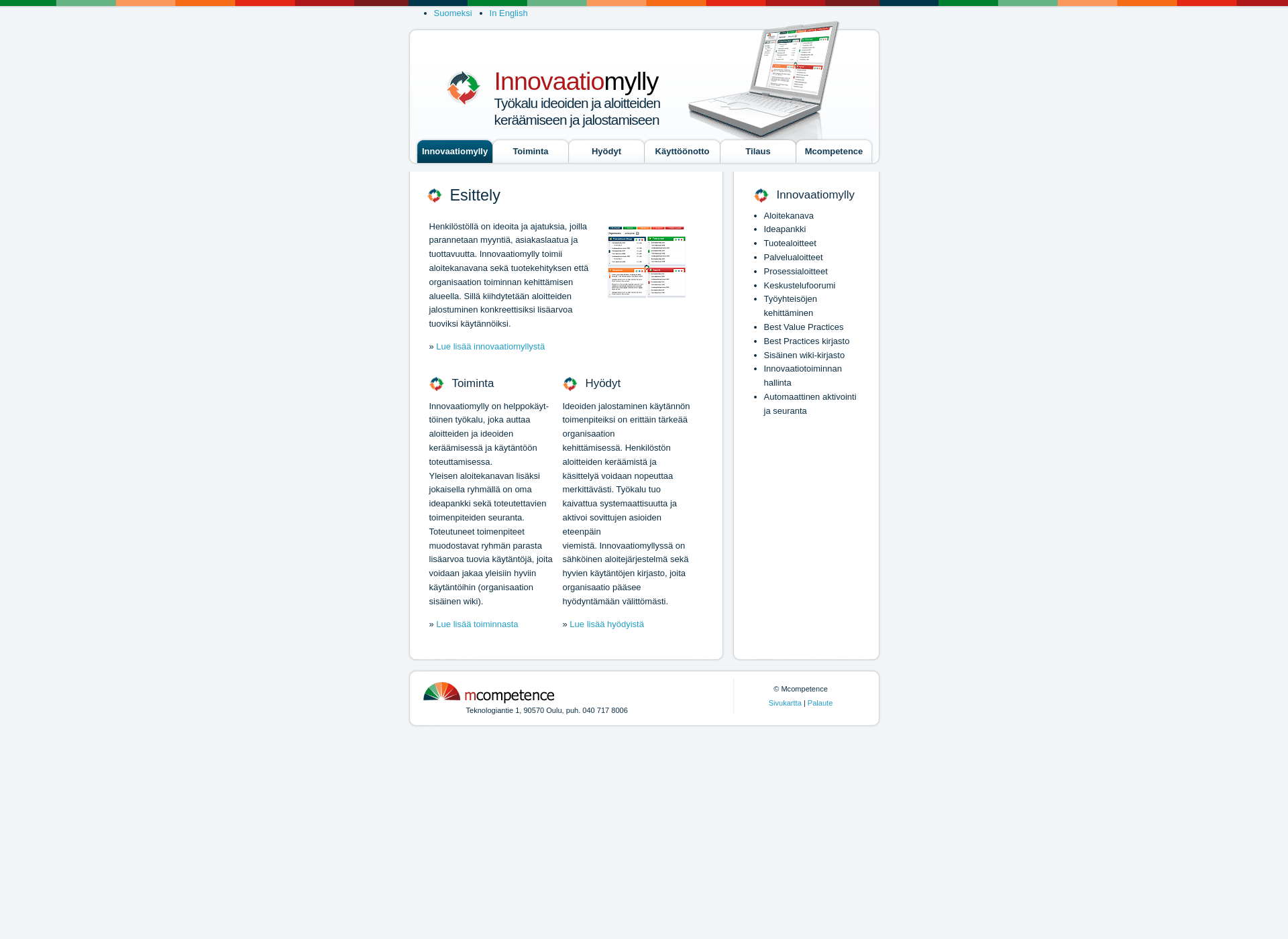 Screenshot for innovaatiomylly.fi