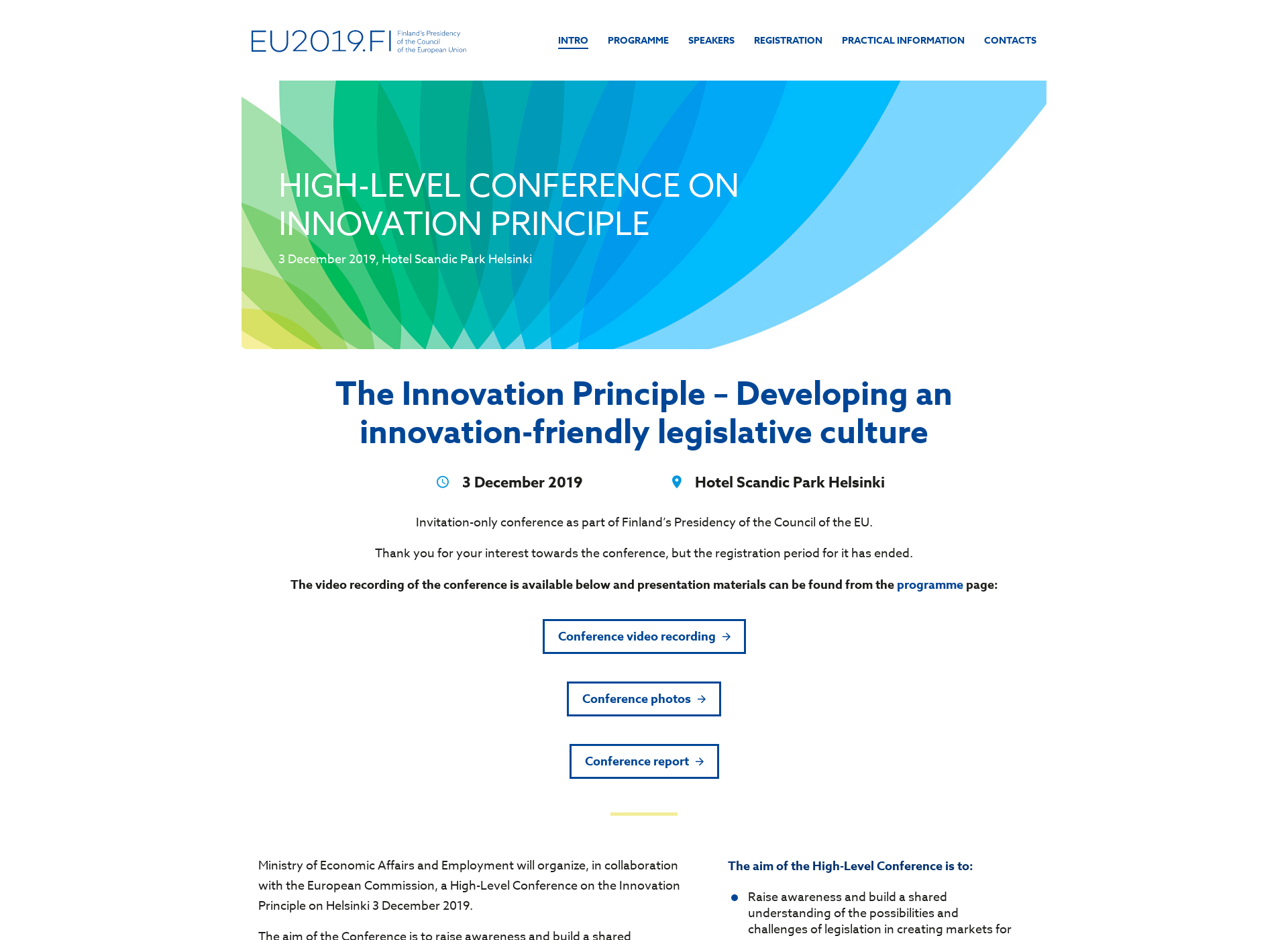 Skärmdump för innovationprincipleeu2019.fi