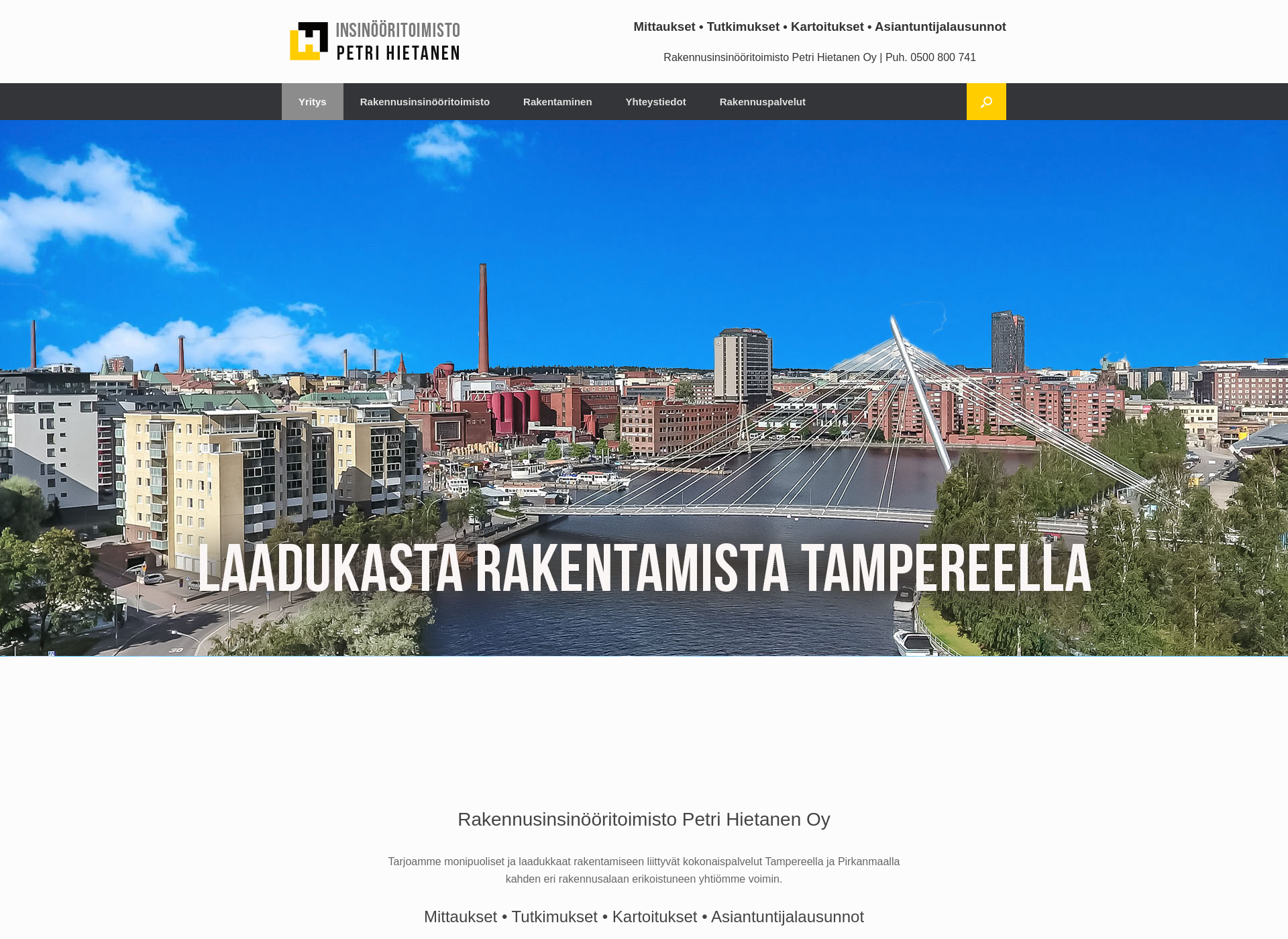 Skärmdump för insinööritoimistohietanen.fi