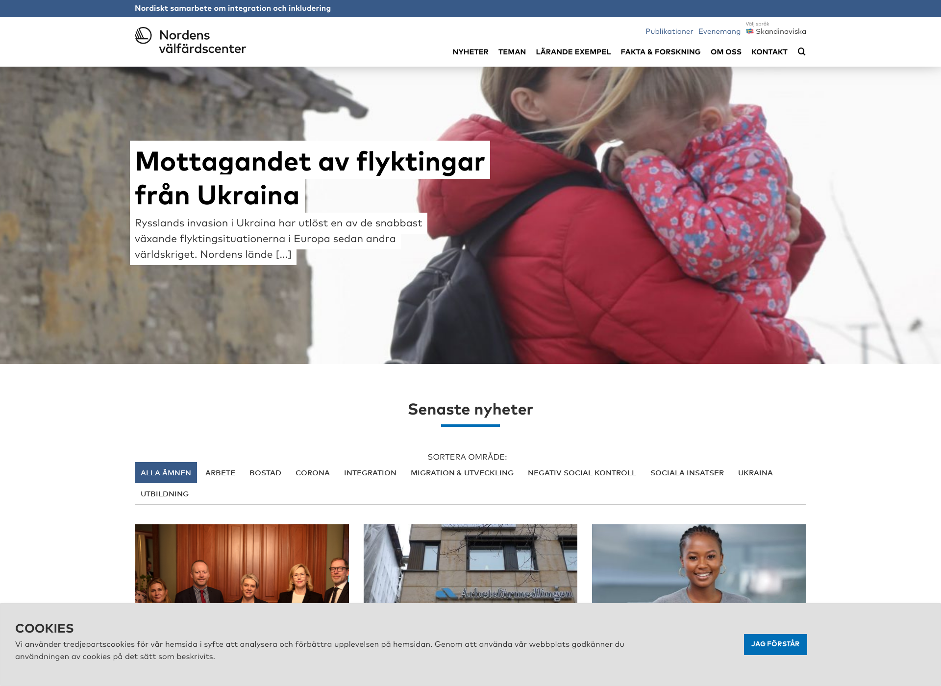 Skärmdump för integrationnorden.fi