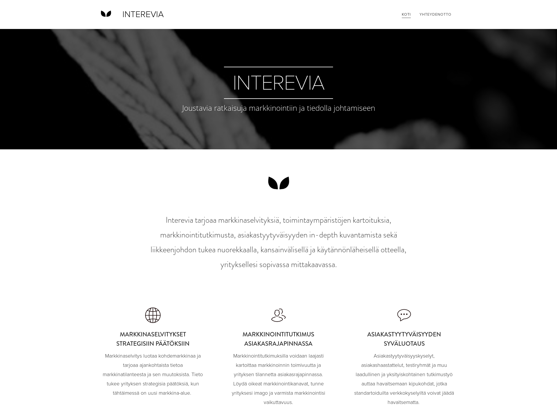 Skärmdump för interevia.fi